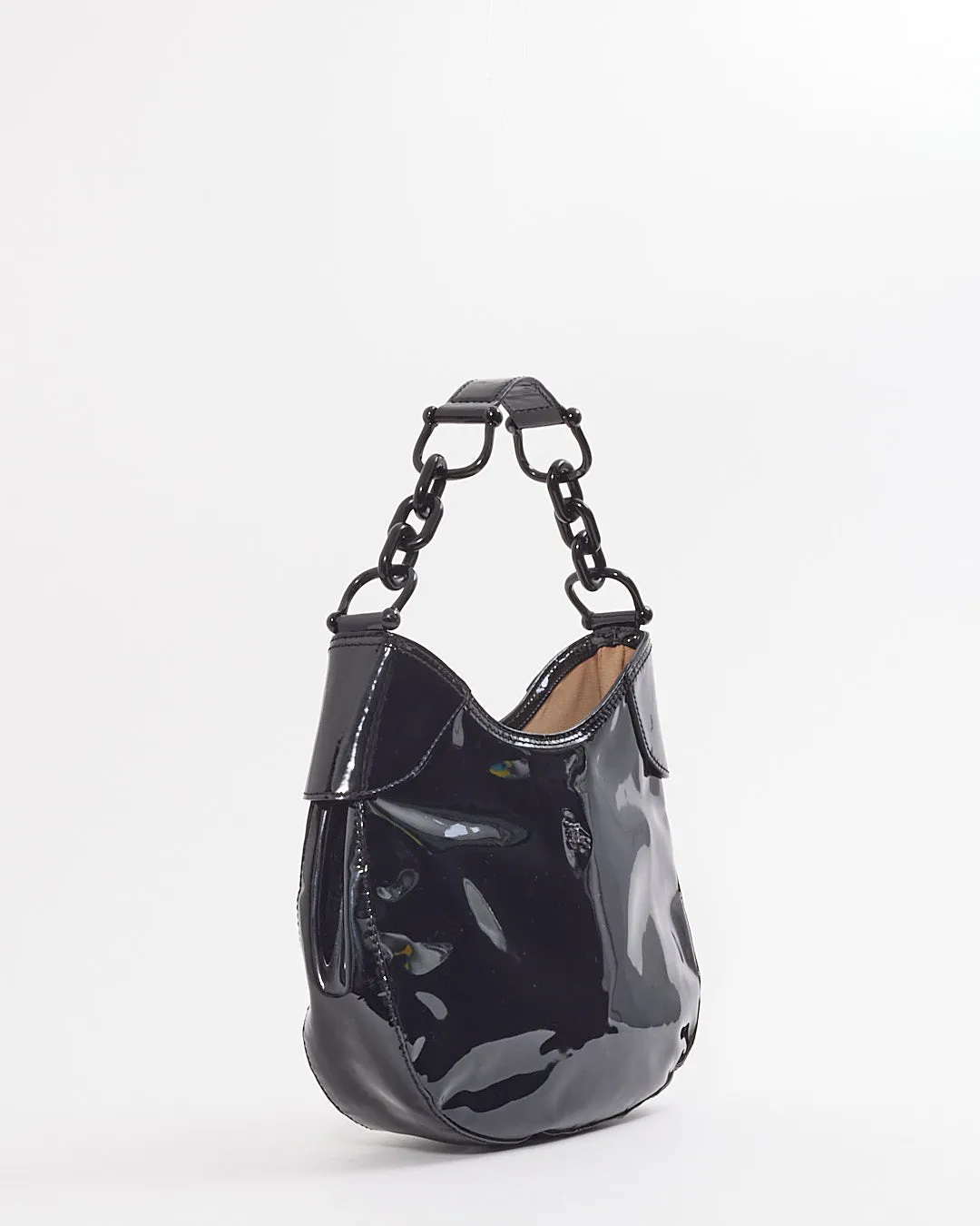 Burberry Black Patent Leather Chain Shoulder Bag