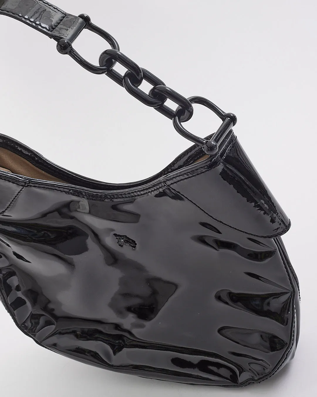 Burberry Black Patent Leather Chain Shoulder Bag