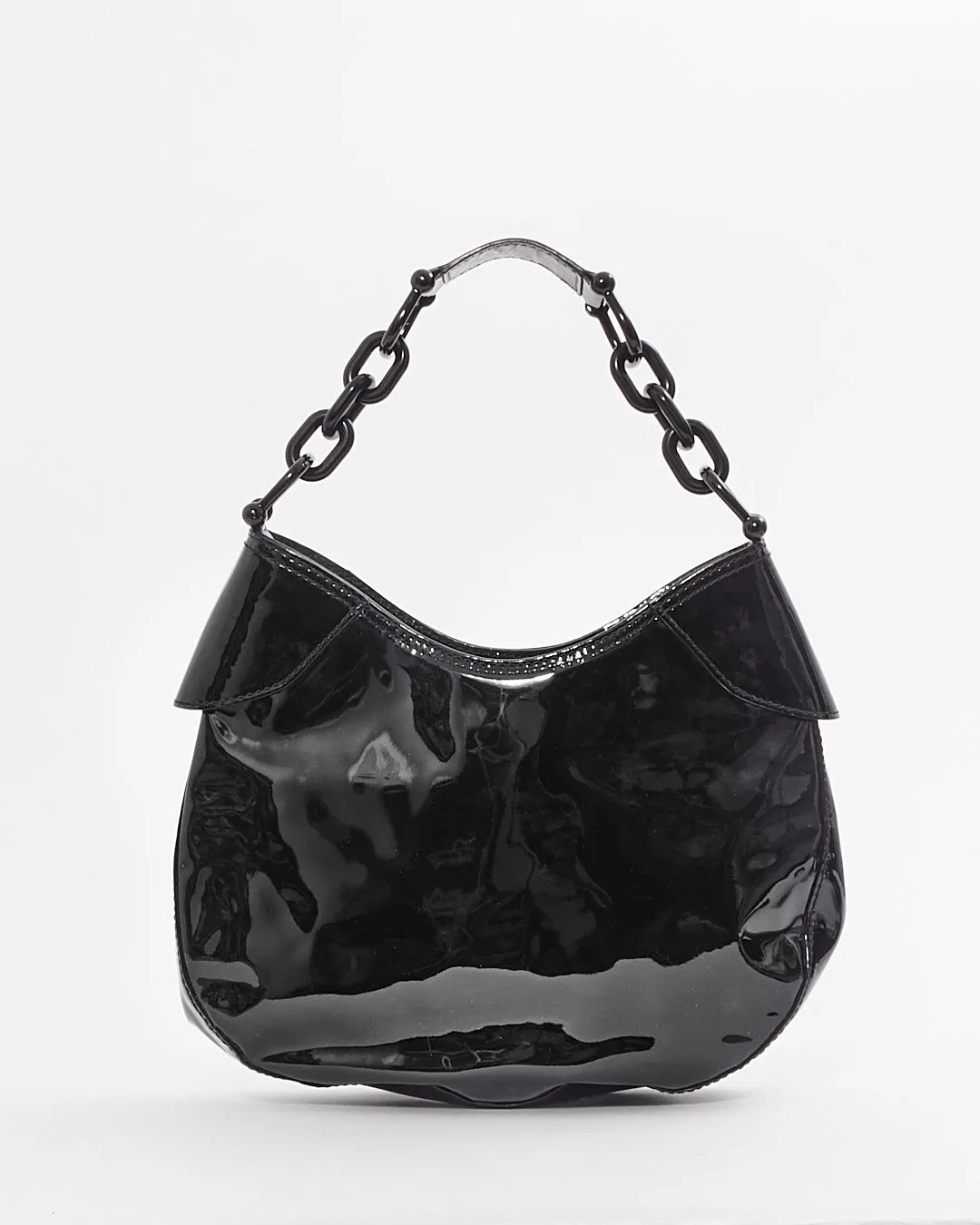 Burberry Black Patent Leather Chain Shoulder Bag