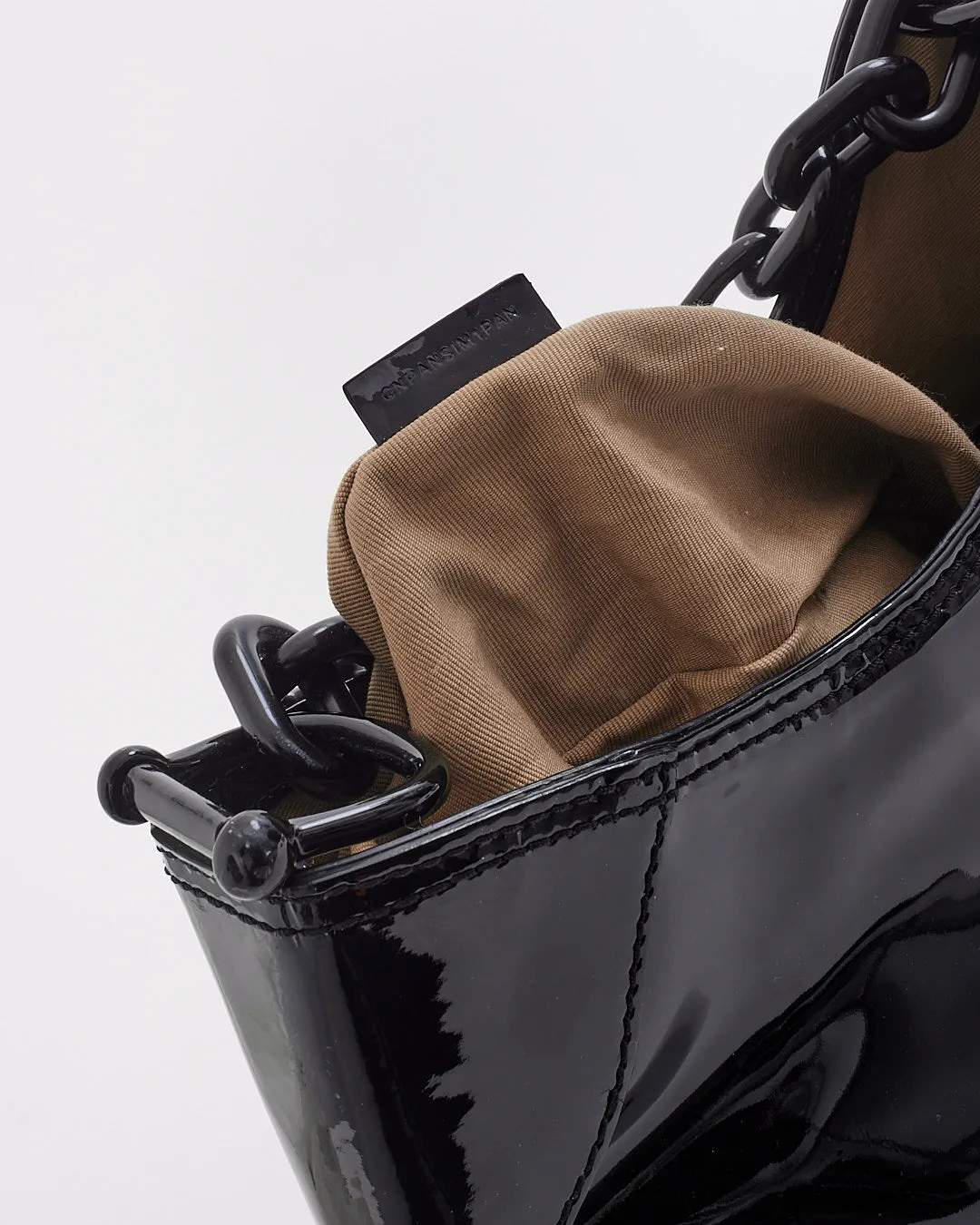 Burberry Black Patent Leather Chain Shoulder Bag