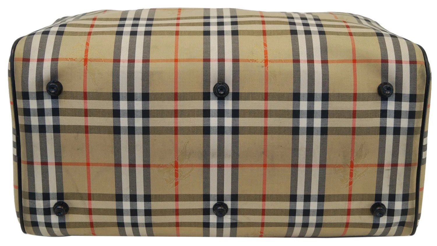 Burberry Nova Check Canvas Leather Black Beige Travel Bag