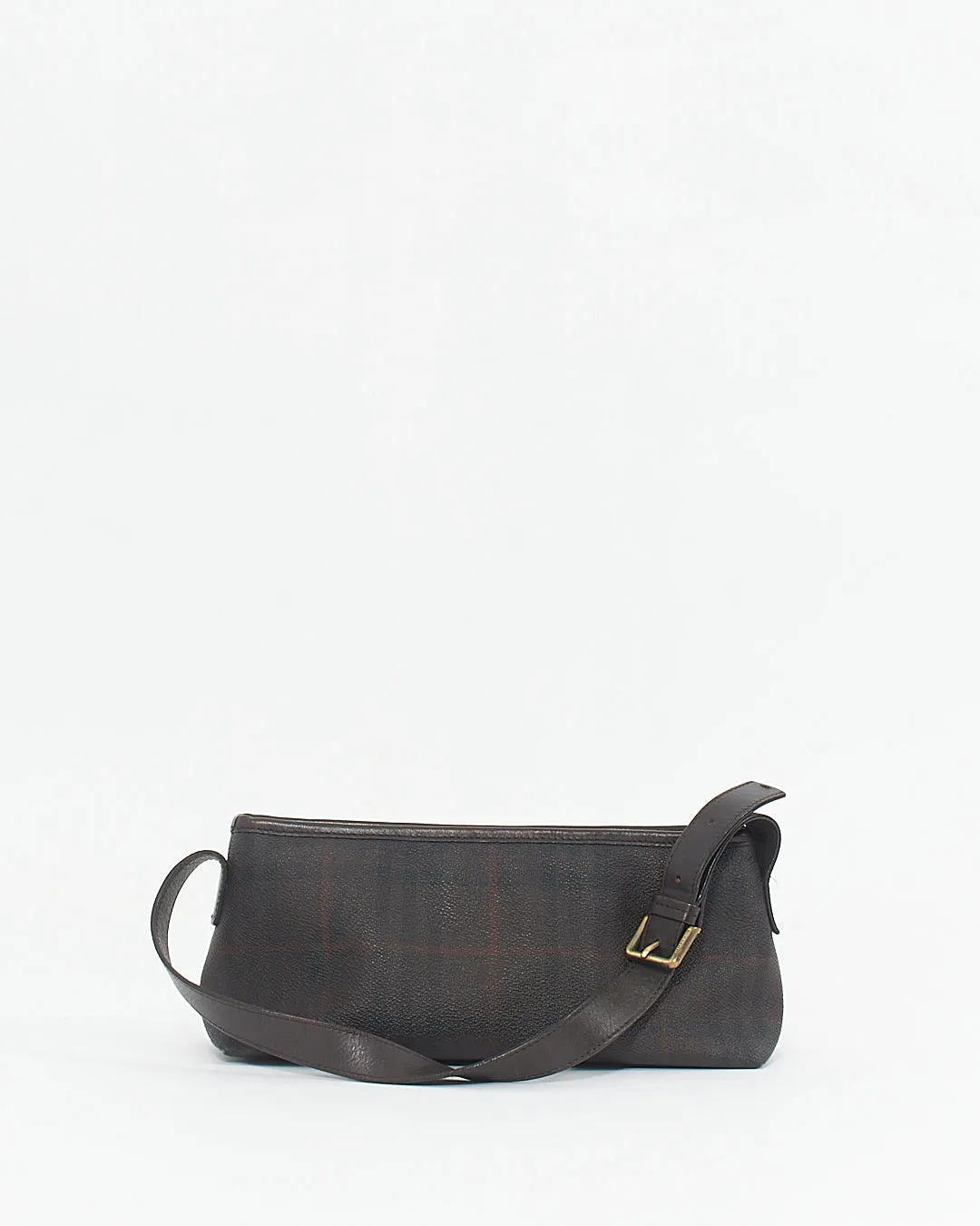 Burberry Vintage Brown Coated Canvas Nova check Shoulder Bag