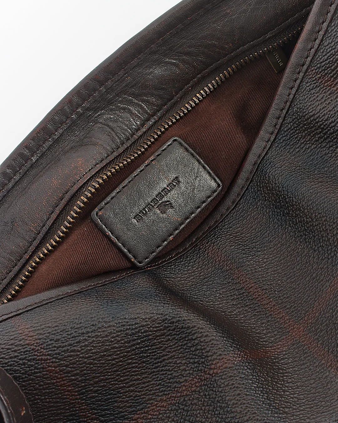 Burberry Vintage Brown Coated Canvas Nova check Shoulder Bag