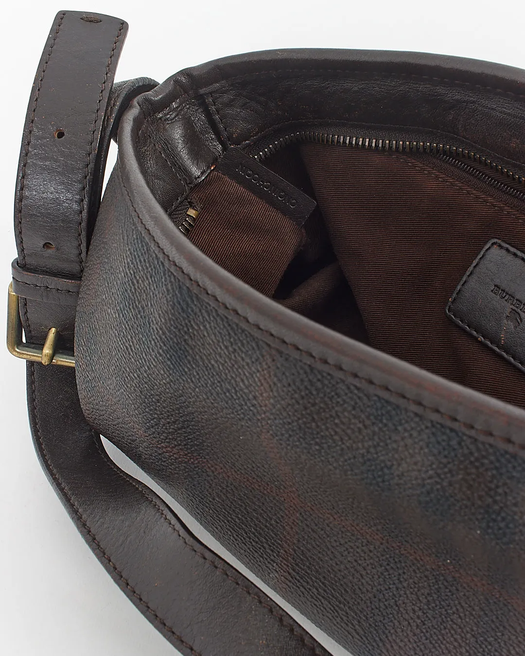 Burberry Vintage Brown Coated Canvas Nova check Shoulder Bag