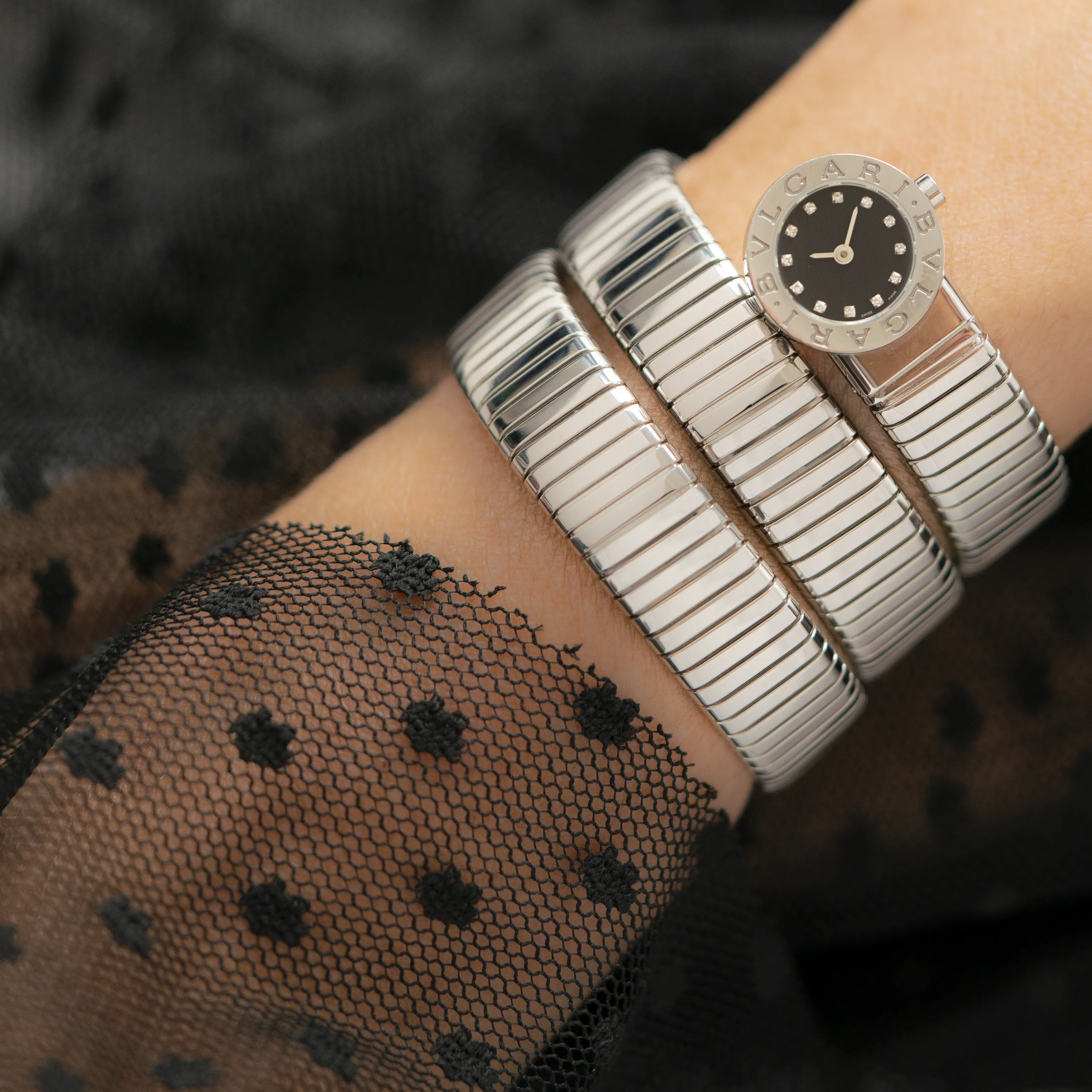 BVLGARI STAINLESS STEEL TUBOGAS WRAP BB191TS