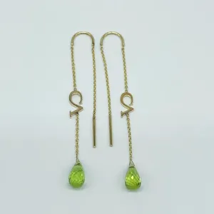 CA 18 Karat Yellow Gold Logo Chandler Peridot Briolette Faceted