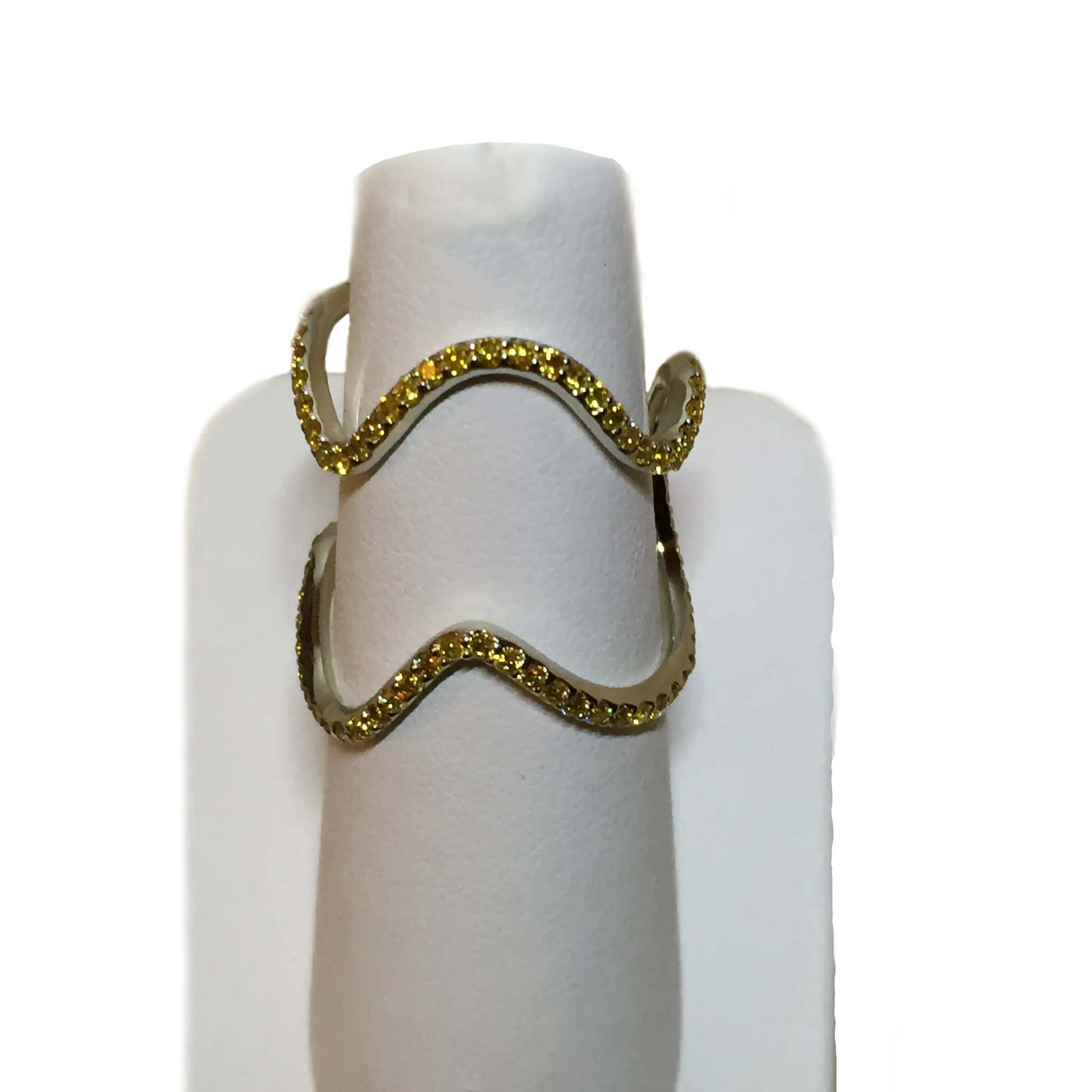 CA Custom 18k White Gold 125 Precious Yellow Diamond Deco Ring