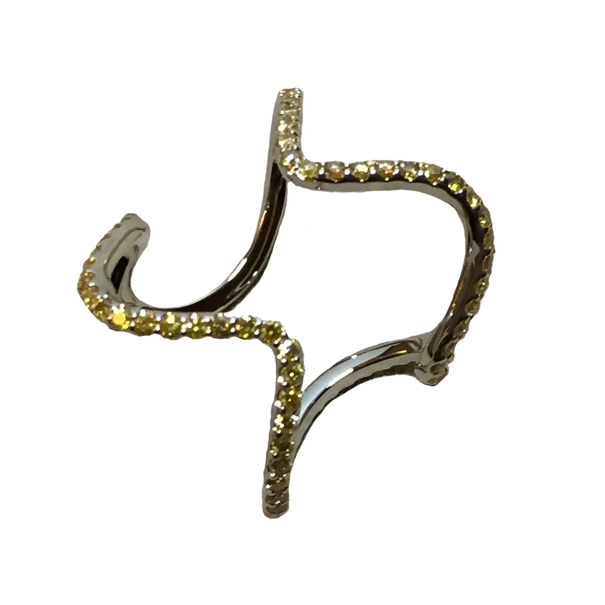 CA Custom 18k White Gold 125 Precious Yellow Diamond Deco Ring