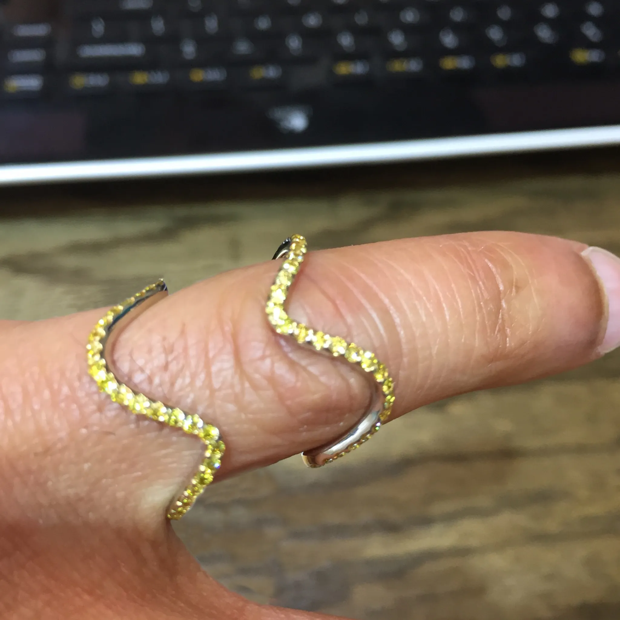 CA Custom 18k White Gold 125 Precious Yellow Diamond Deco Ring