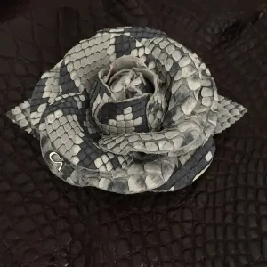 CA Natural Python Rose 4" x 4" Brooch with 18 Karat Gold Logo