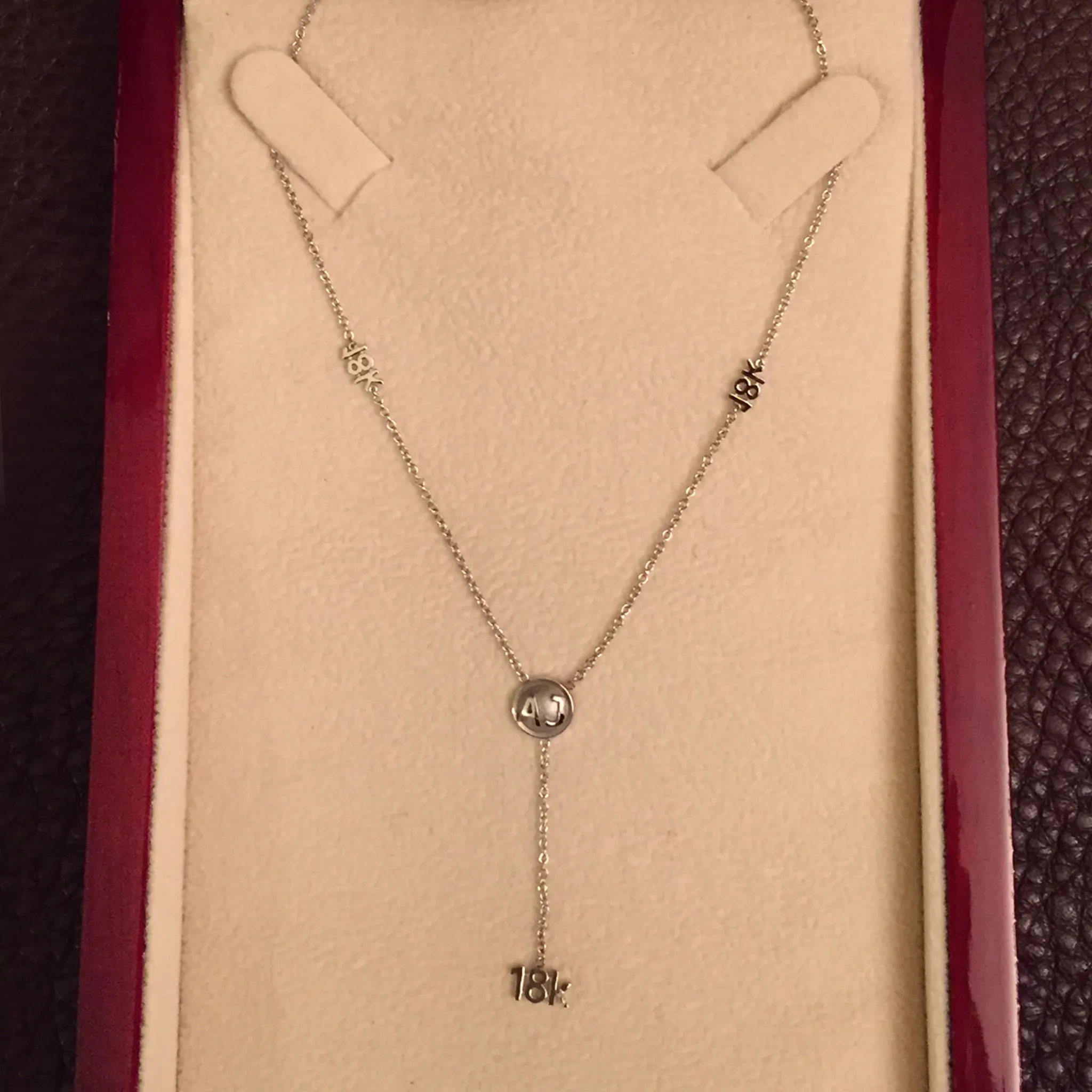 CA "18K" logo and Custom initial 18 Karat White Gold Y - Necklace