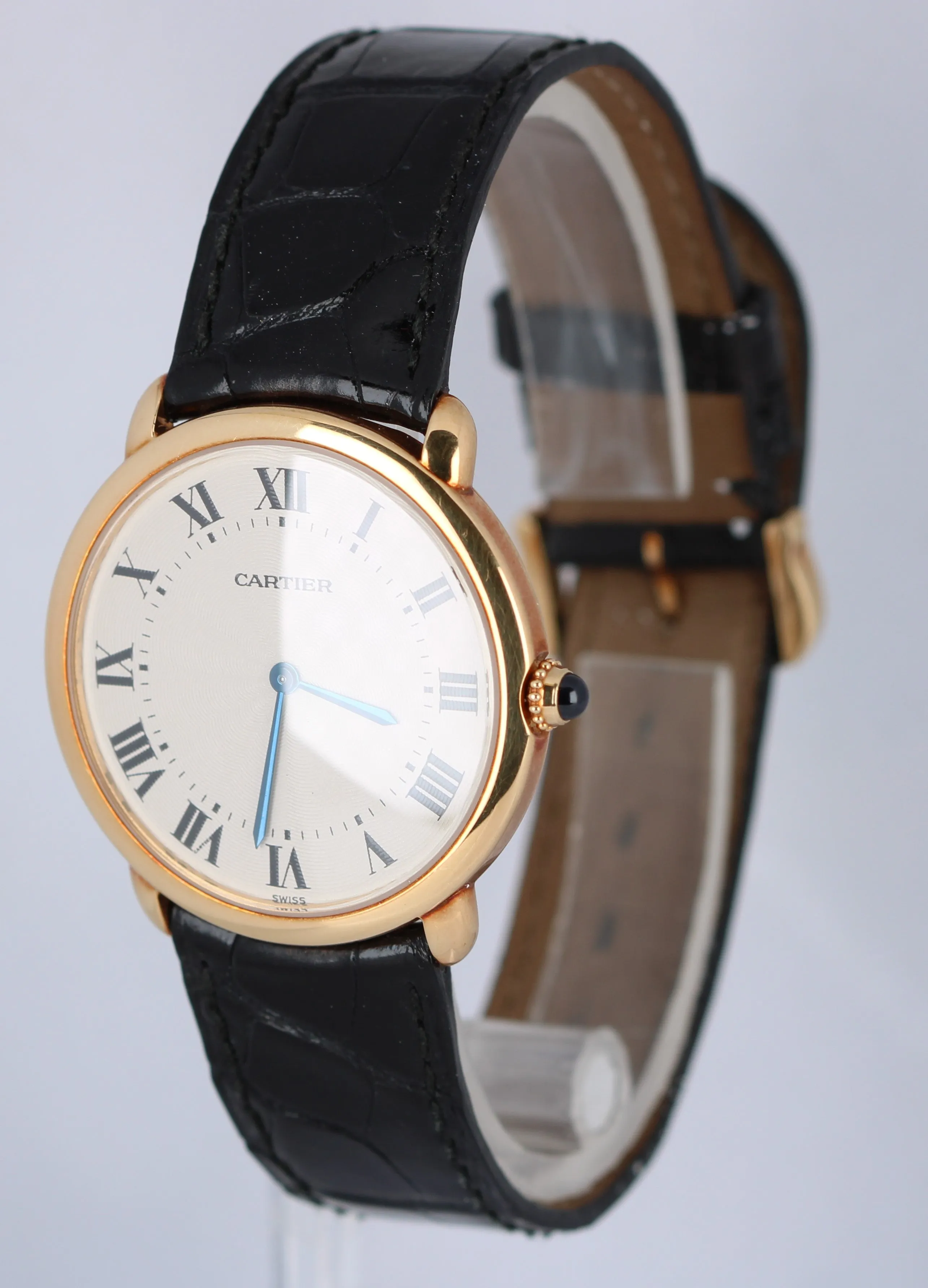 Cartier Ronde Louis 18k Gold Manual Silver Dial Black Leather 33mm 0900 1 Watch