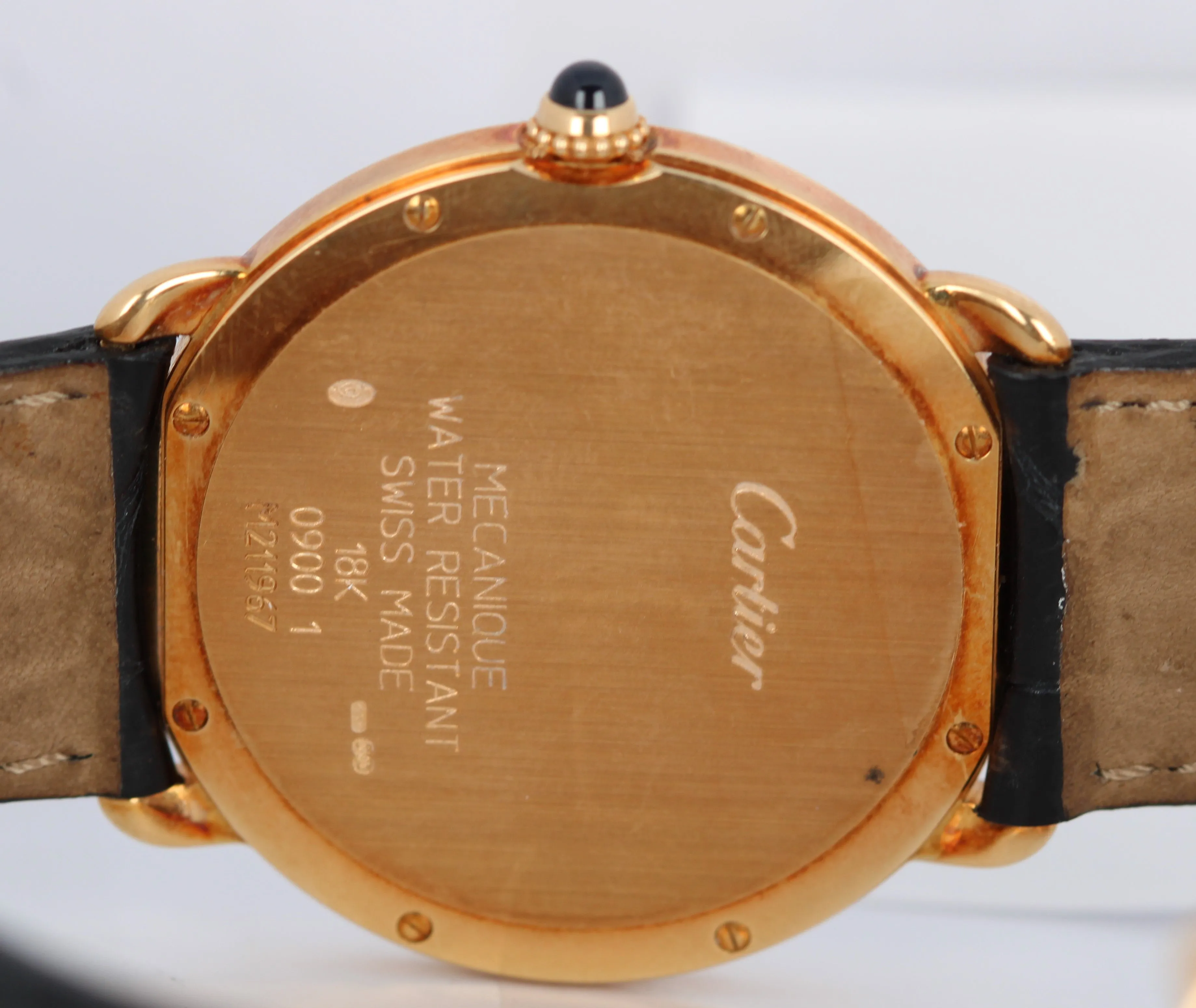 Cartier Ronde Louis 18k Gold Manual Silver Dial Black Leather 33mm 0900 1 Watch