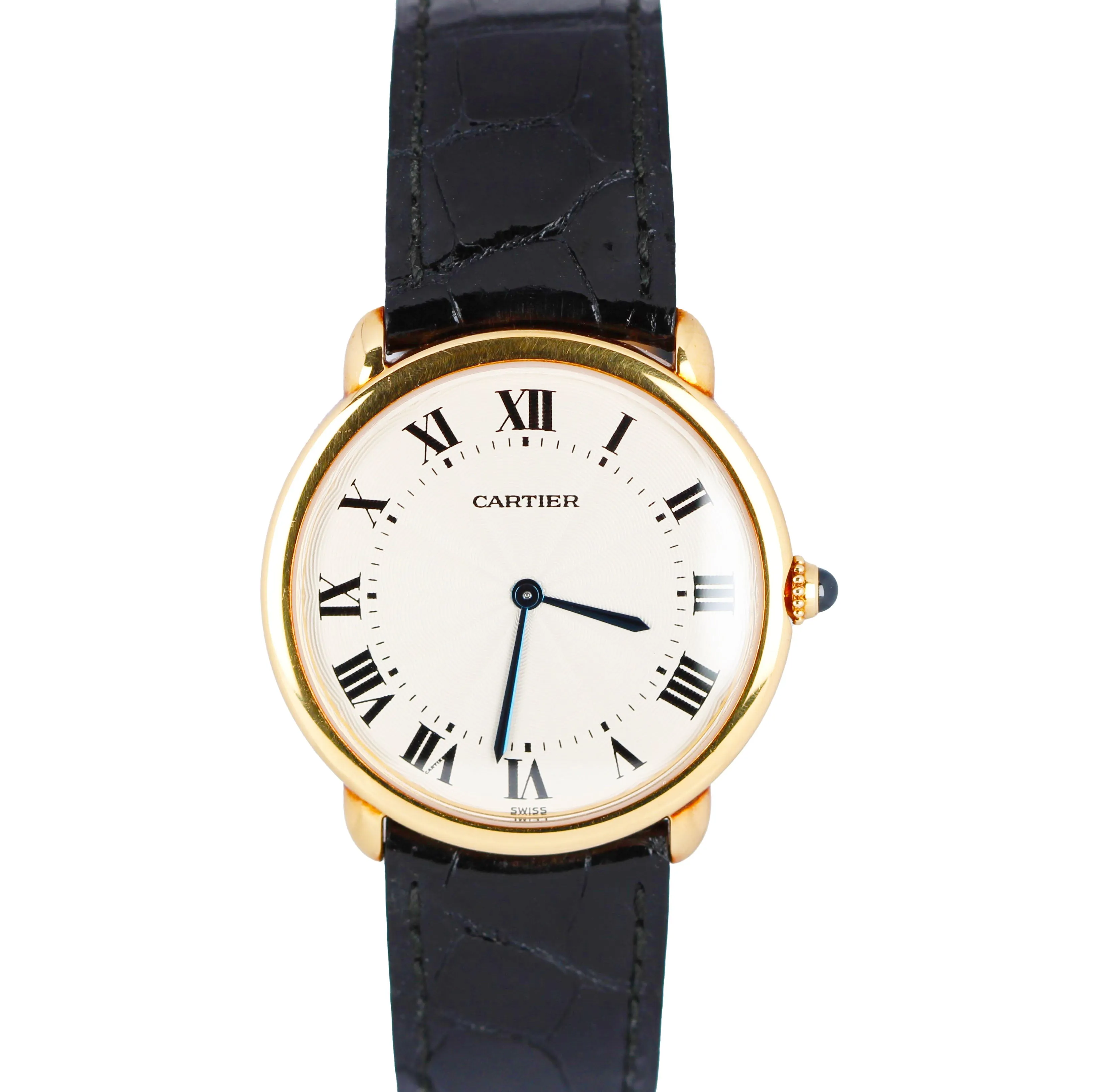 Cartier Ronde Louis 18k Gold Manual Silver Dial Black Leather 33mm 0900 1 Watch