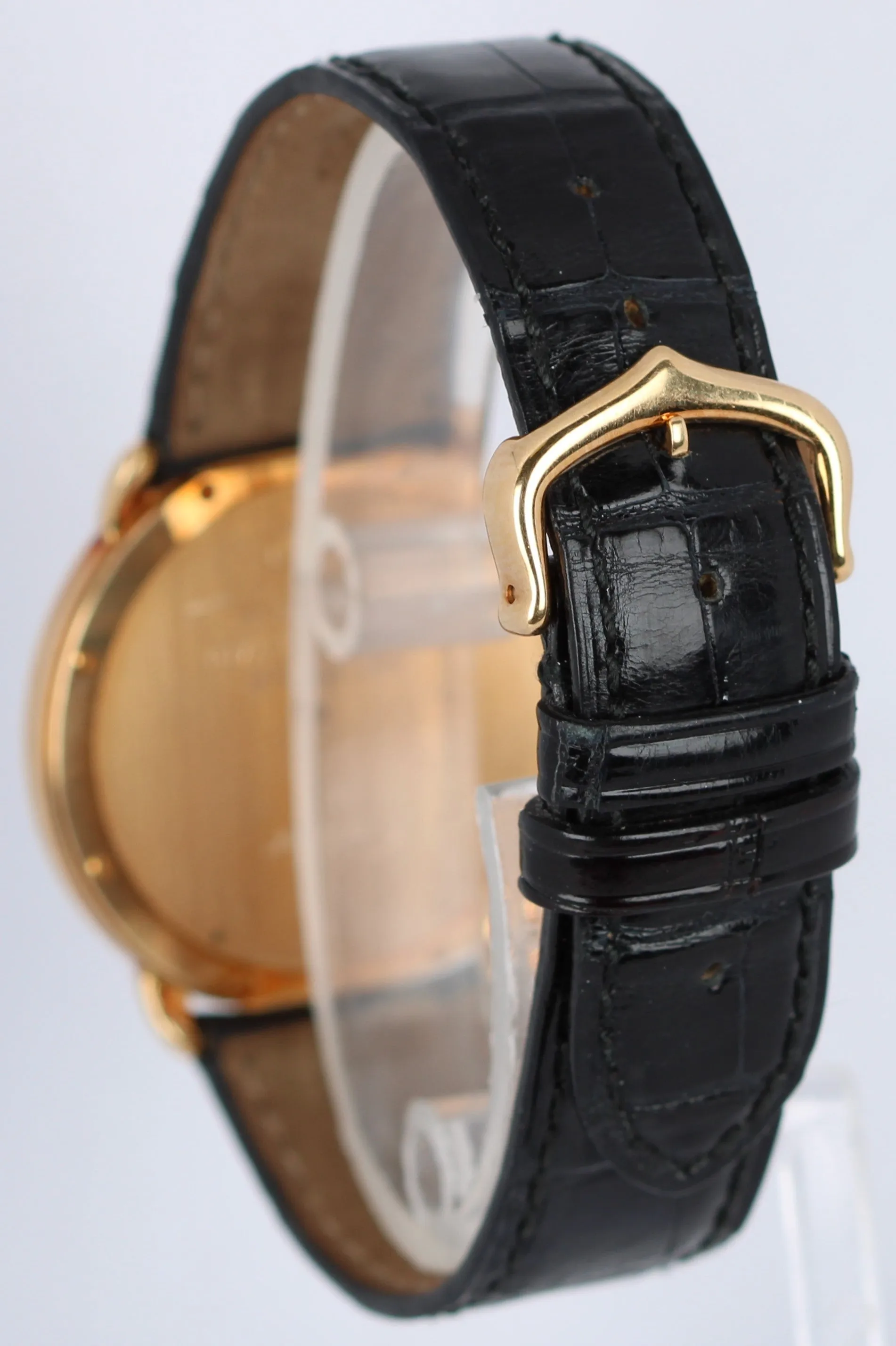 Cartier Ronde Louis 18k Gold Manual Silver Dial Black Leather 33mm 0900 1 Watch