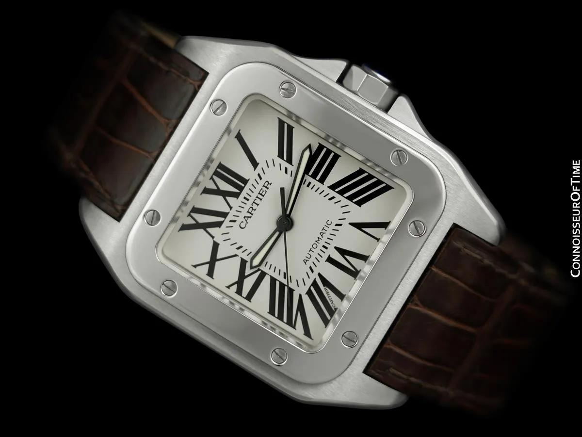 Cartier Santos 100 XL Mens Automatic Watch, Stainless Steel - W20073X8