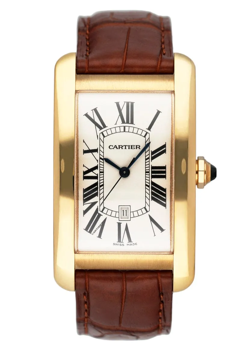 Cartier Tank Americaine Large W2603156 18K Yellow Gold Mens Watch