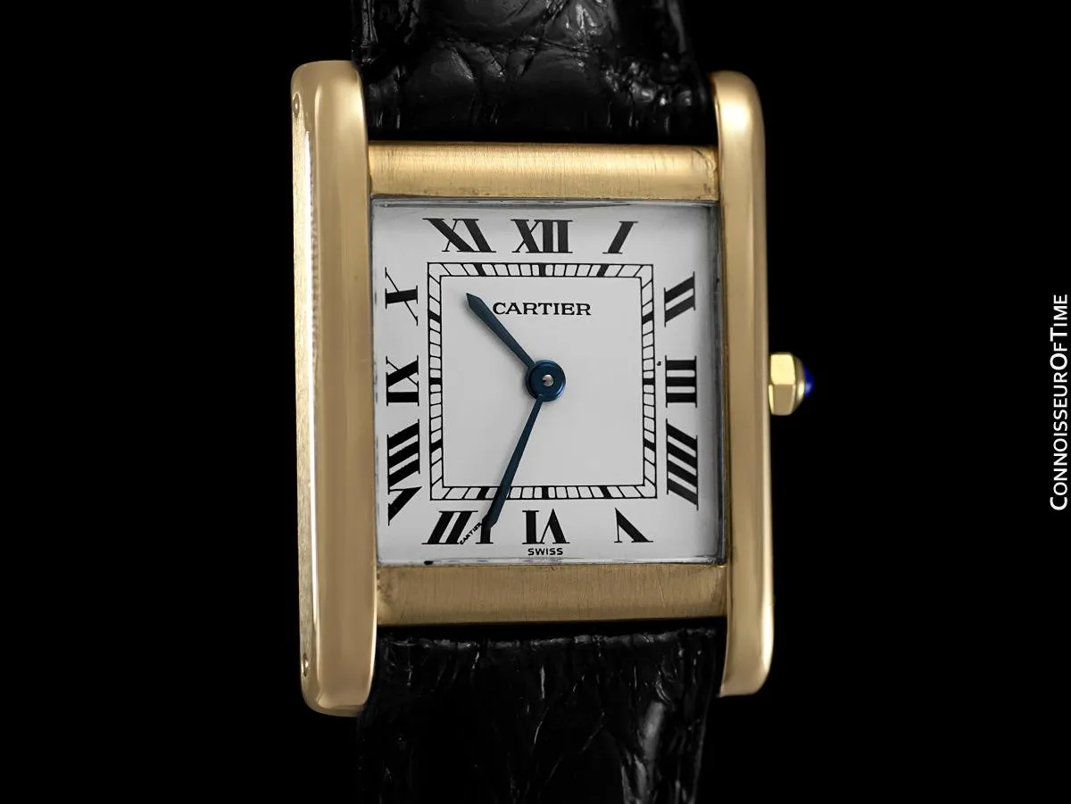 Cartier Tank Mens Midsize Quartz Watch, Francaise Style - 18K Gold