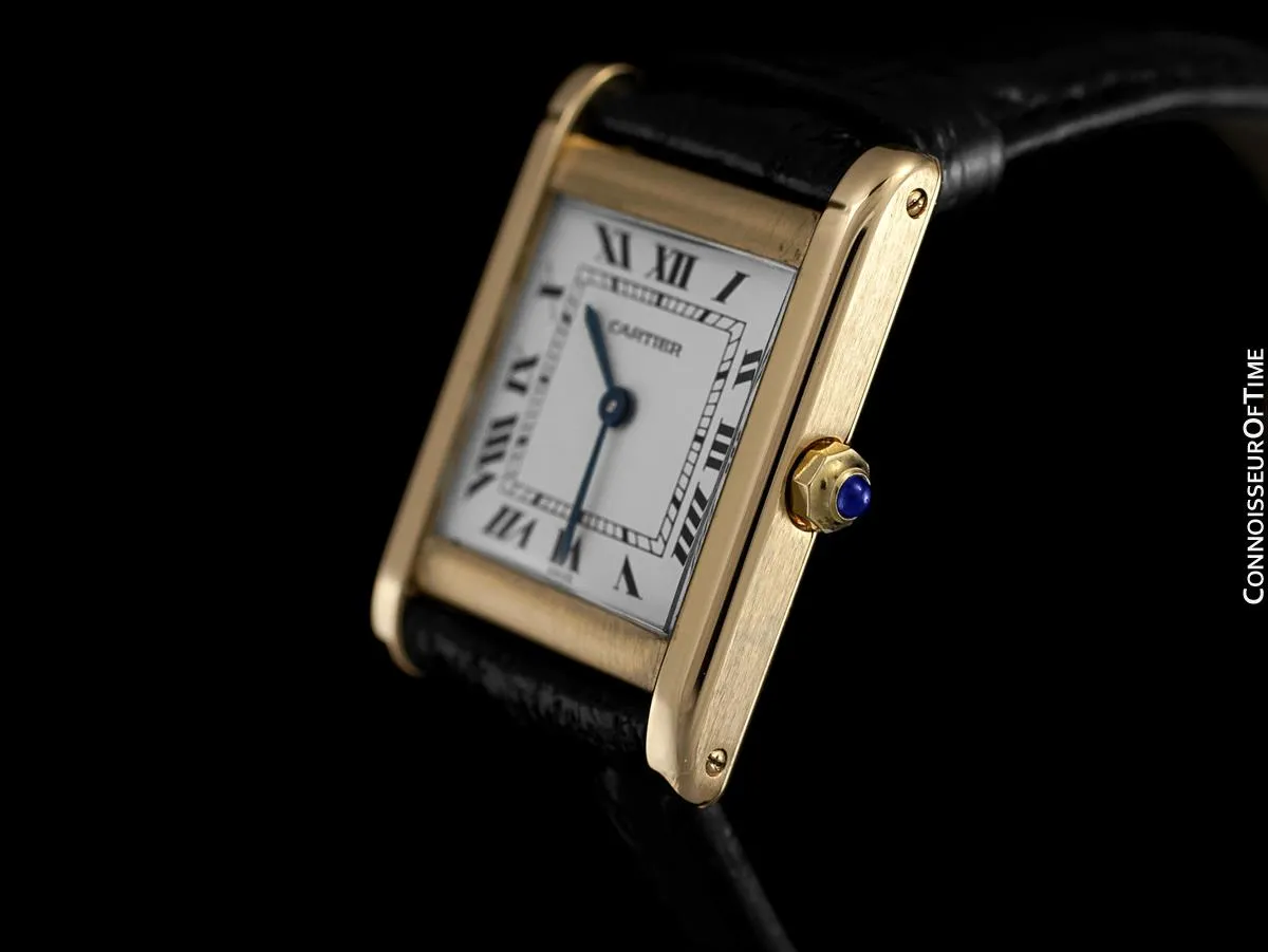 Cartier Tank Mens Midsize Quartz Watch, Francaise Style - 18K Gold