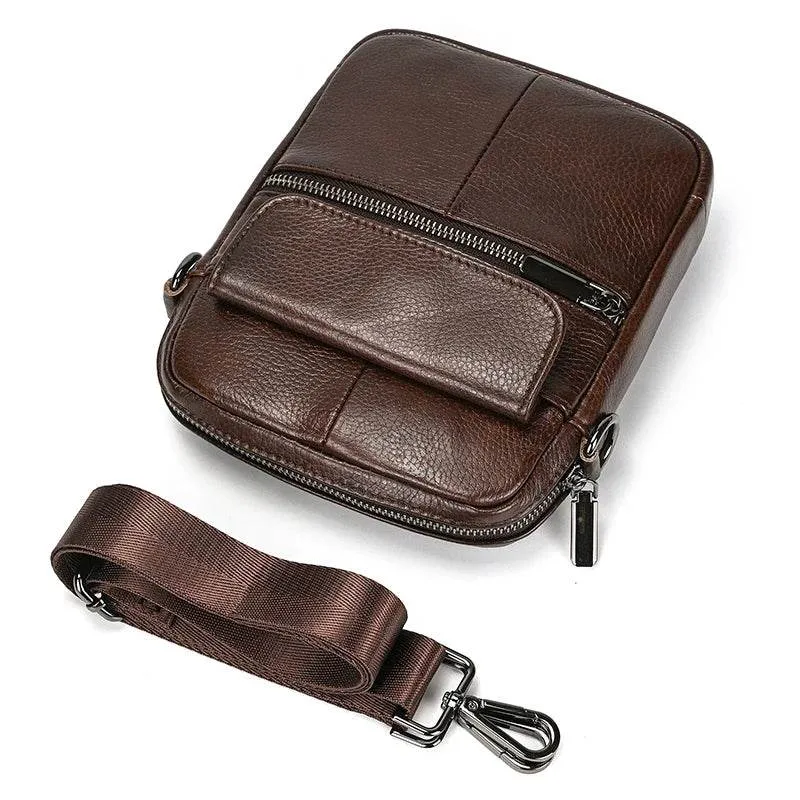 Casual Men's Small Leather Shoulder Crossbody Messenger Bag
