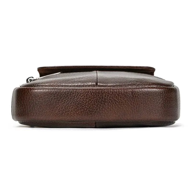 Casual Men's Small Leather Shoulder Crossbody Messenger Bag