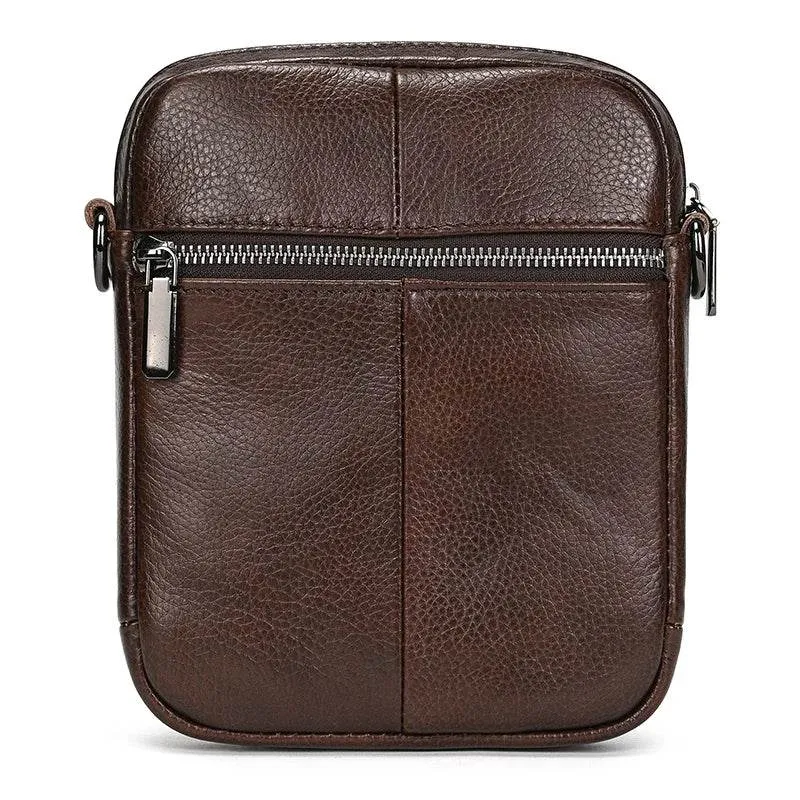 Casual Men's Small Leather Shoulder Crossbody Messenger Bag