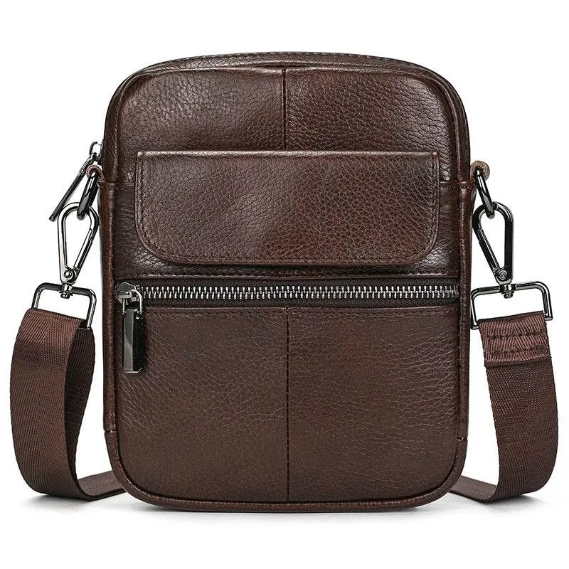 Casual Men's Small Leather Shoulder Crossbody Messenger Bag