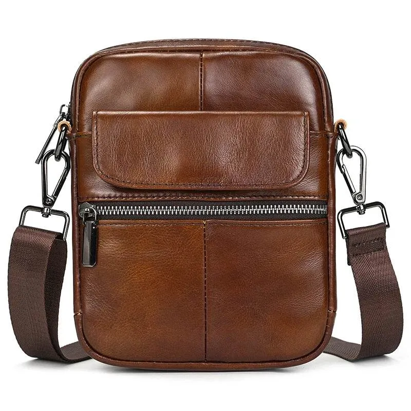Casual Men's Small Leather Shoulder Crossbody Messenger Bag