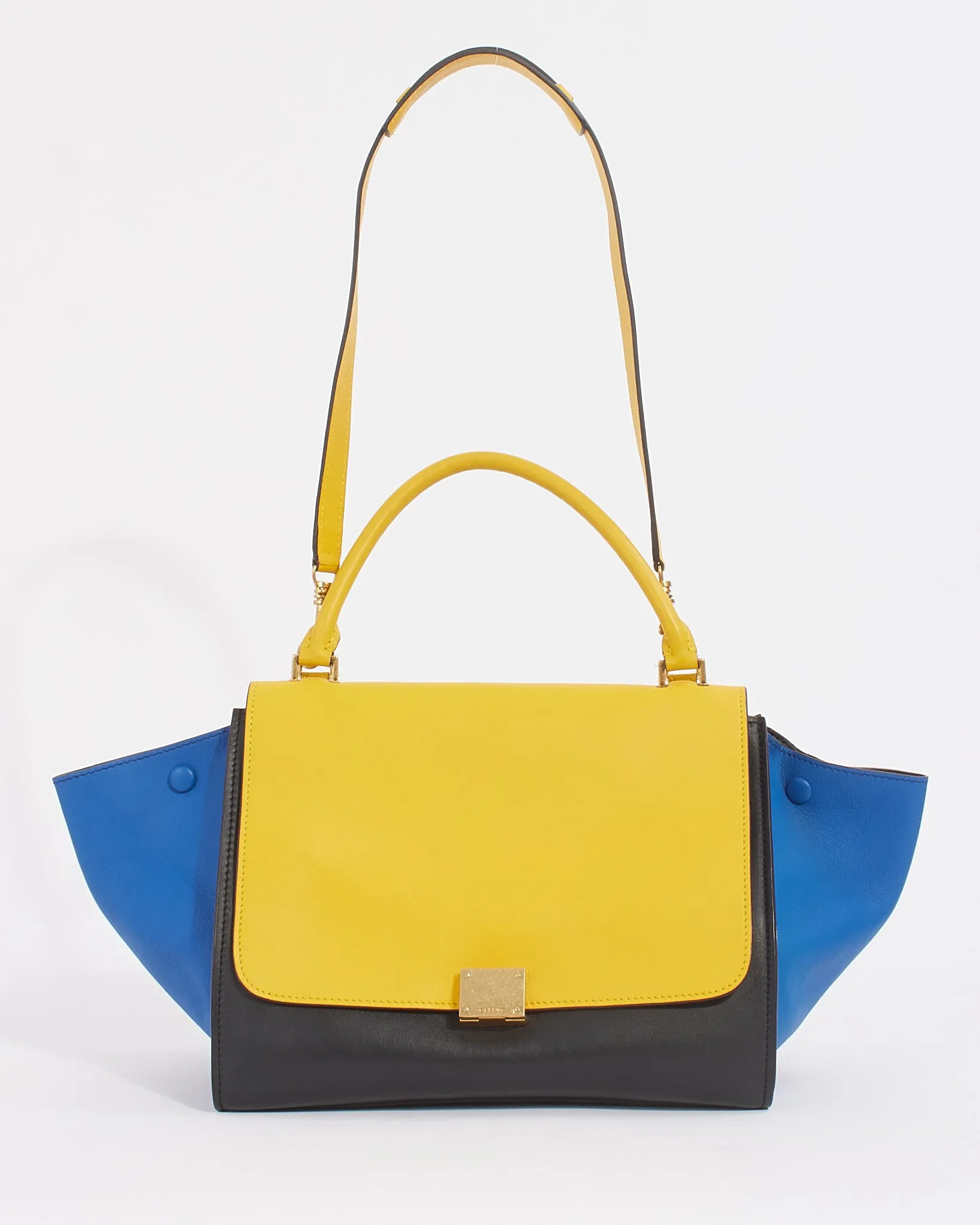 Celine Black/Yellow Tricolour Leather Medium Trapeze Bag