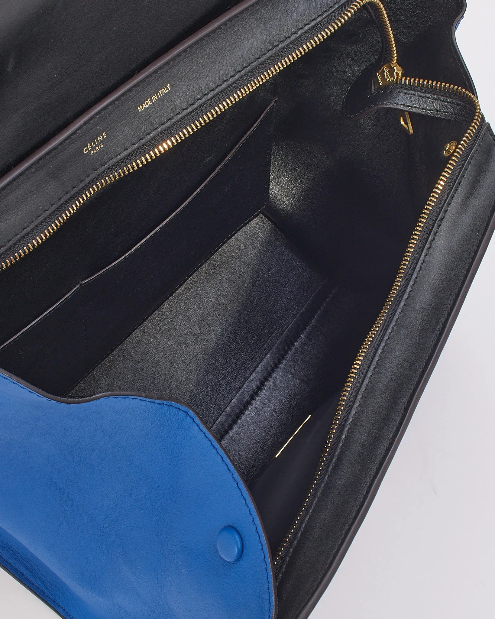 Celine Black/Yellow Tricolour Leather Medium Trapeze Bag