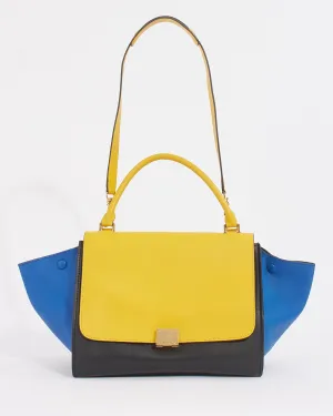 Celine Black/Yellow Tricolour Leather Medium Trapeze Bag