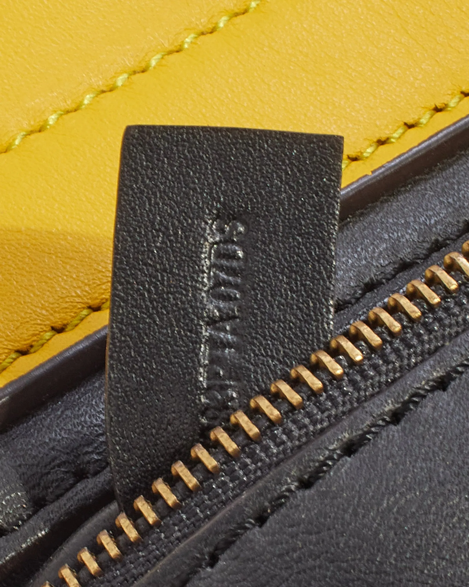 Celine Black/Yellow Tricolour Leather Medium Trapeze Bag