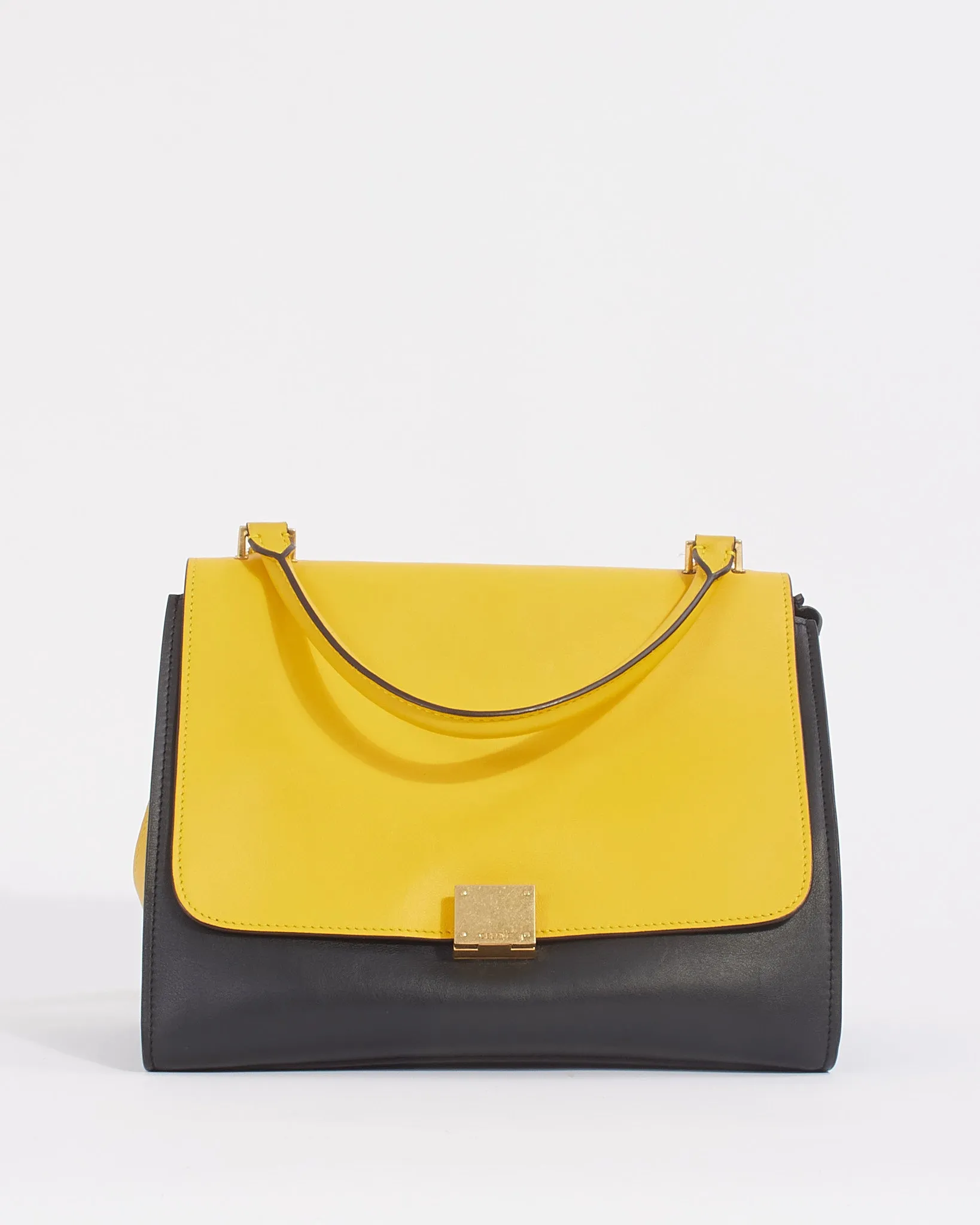 Celine Black/Yellow Tricolour Leather Medium Trapeze Bag