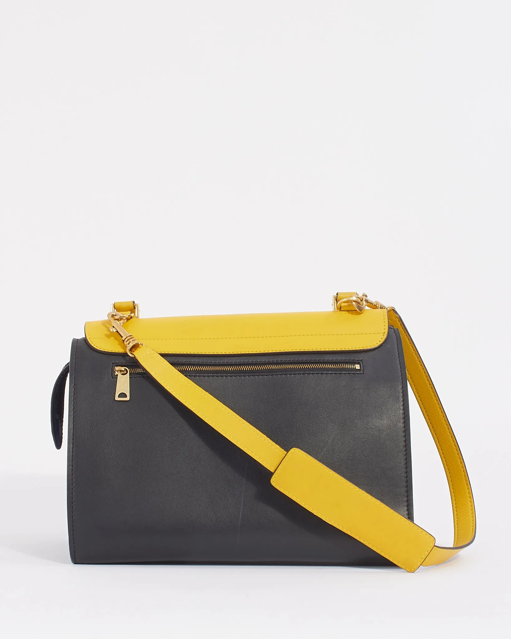 Celine Black/Yellow Tricolour Leather Medium Trapeze Bag