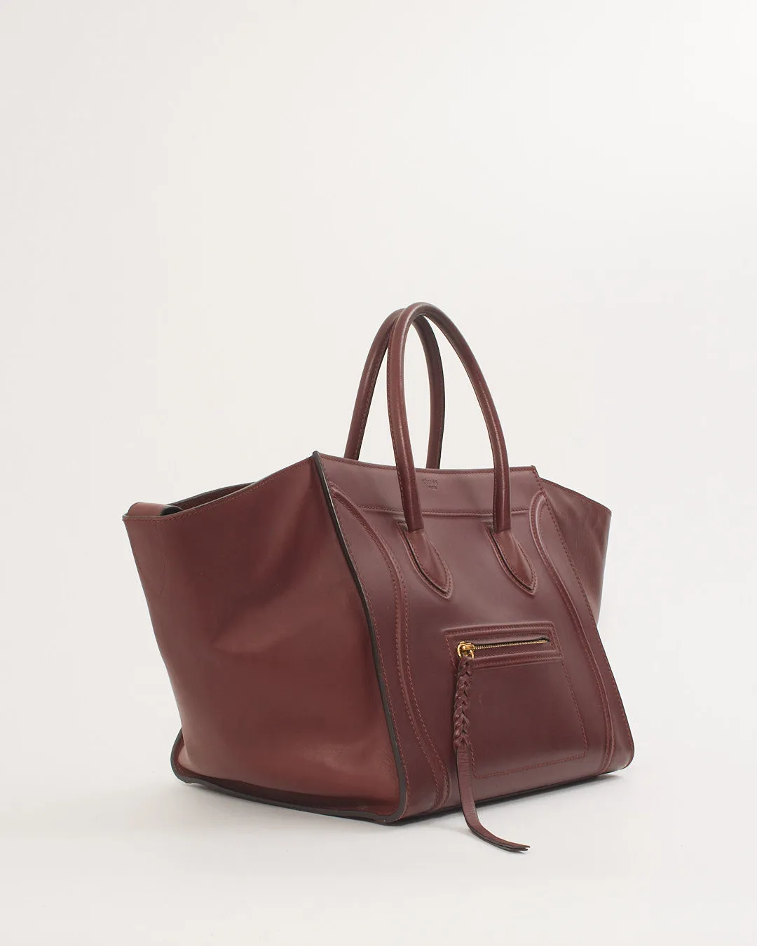 Celine Burgundy Leather Phantom Tote