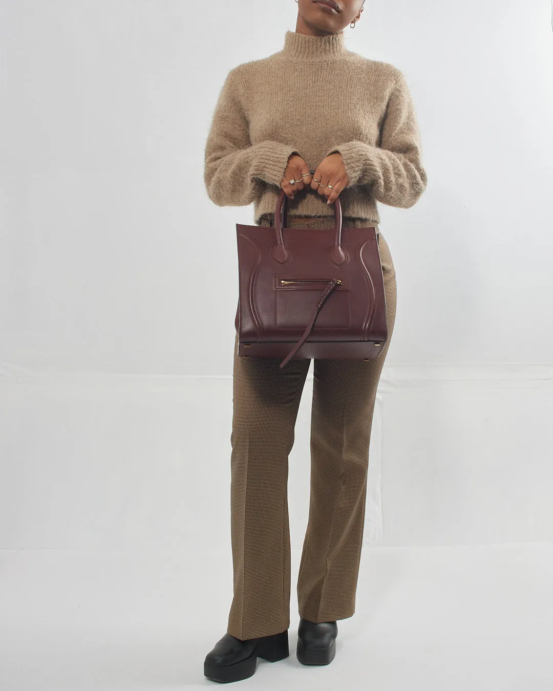Celine Burgundy Leather Phantom Tote
