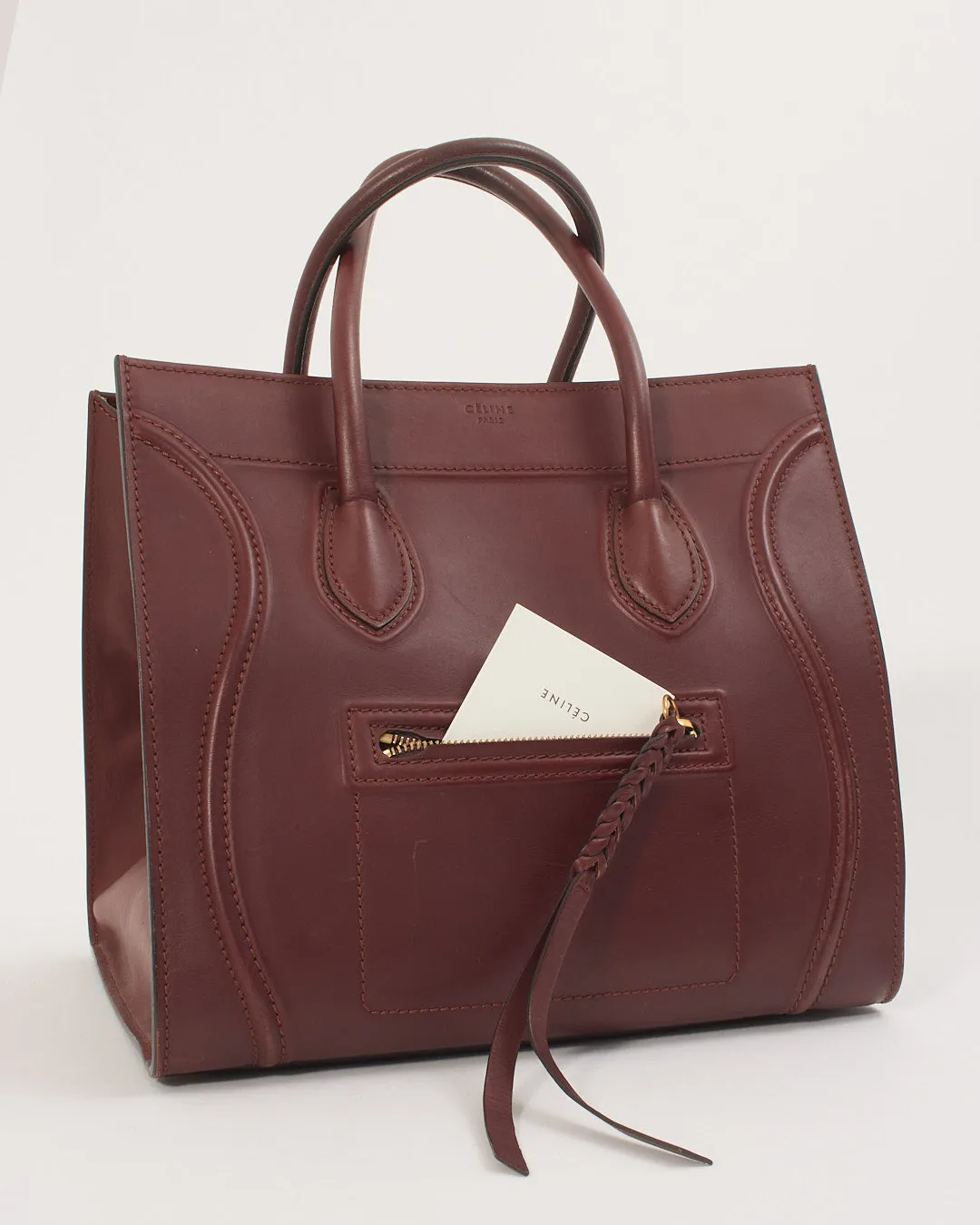 Celine Burgundy Leather Phantom Tote