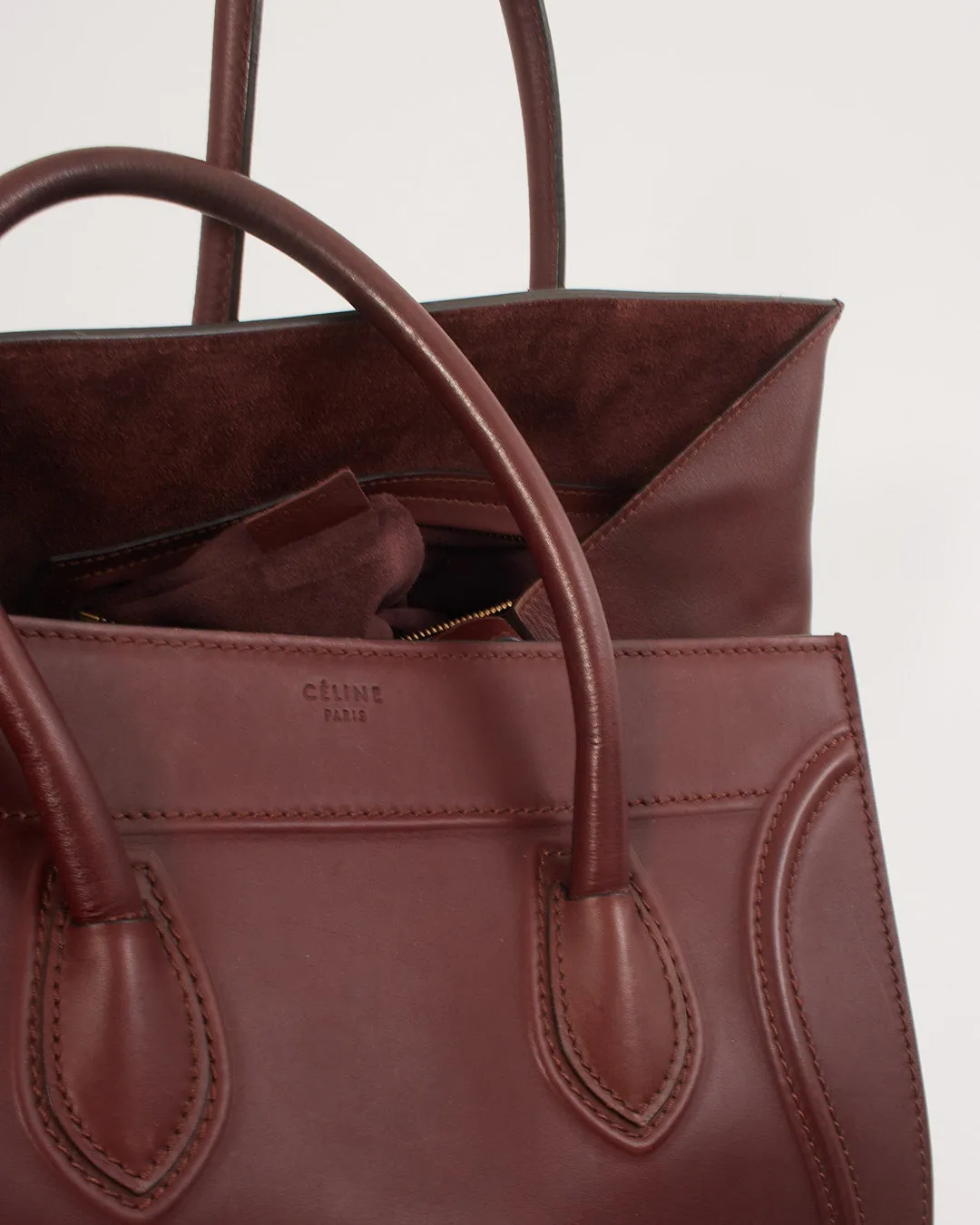 Celine Burgundy Leather Phantom Tote
