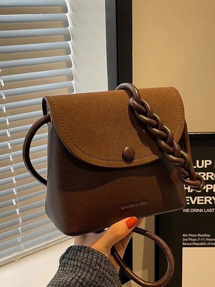 Chain Strap Leather Small Square Bag