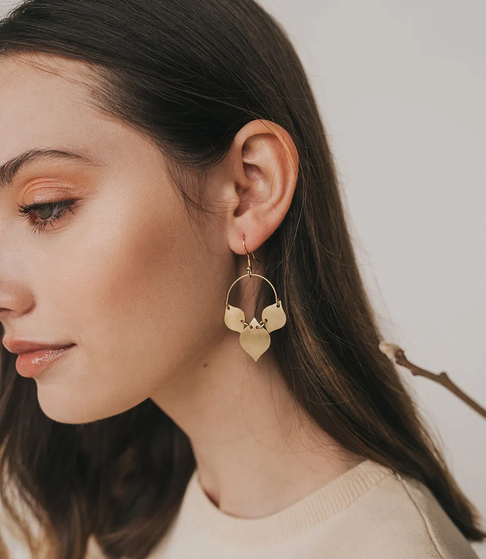 Chameli Leaf Gold Drop Earrings by Matr Boomie
