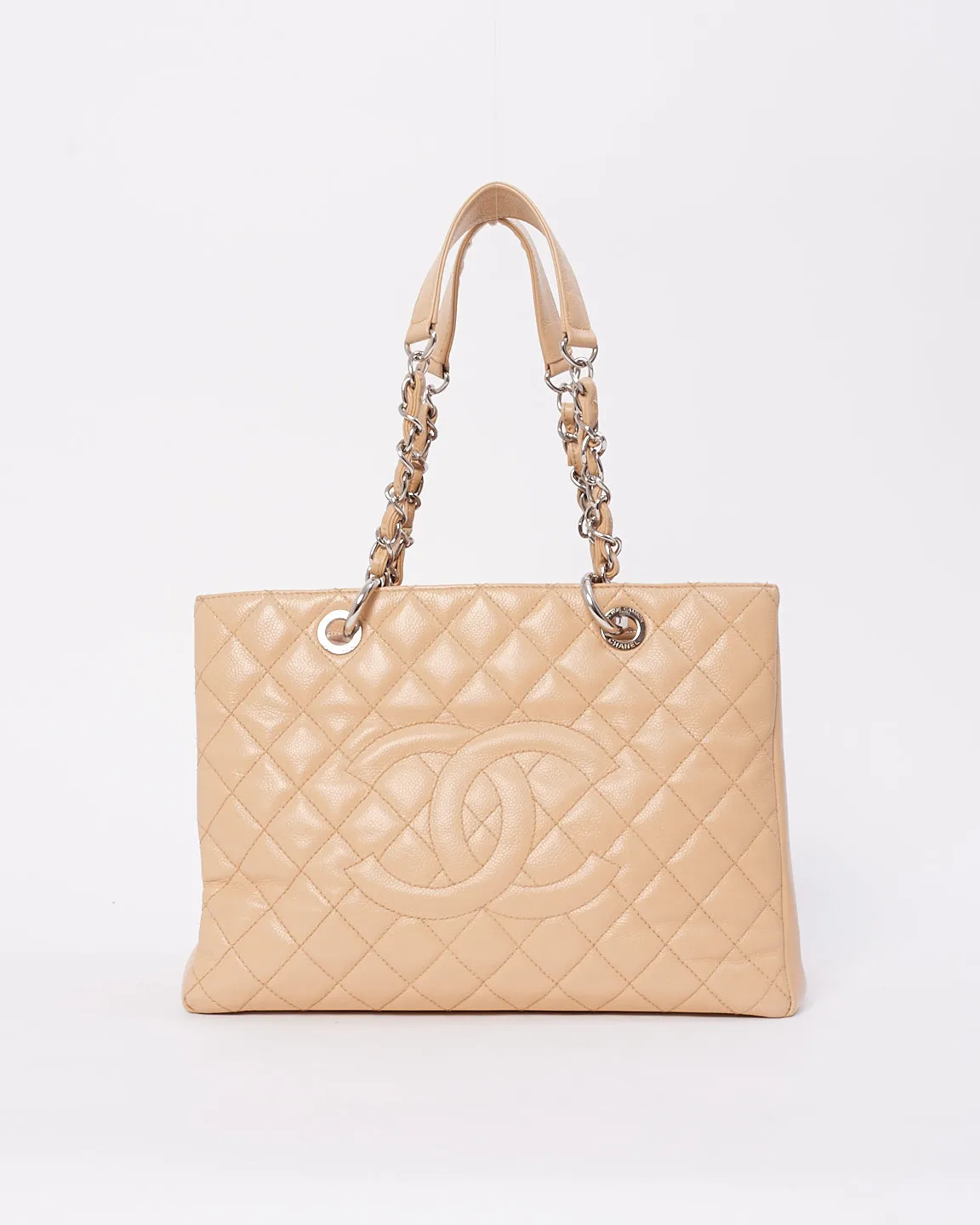 Chanel Beige Caviar Leather Grand Shopping (GST) Tote Bag