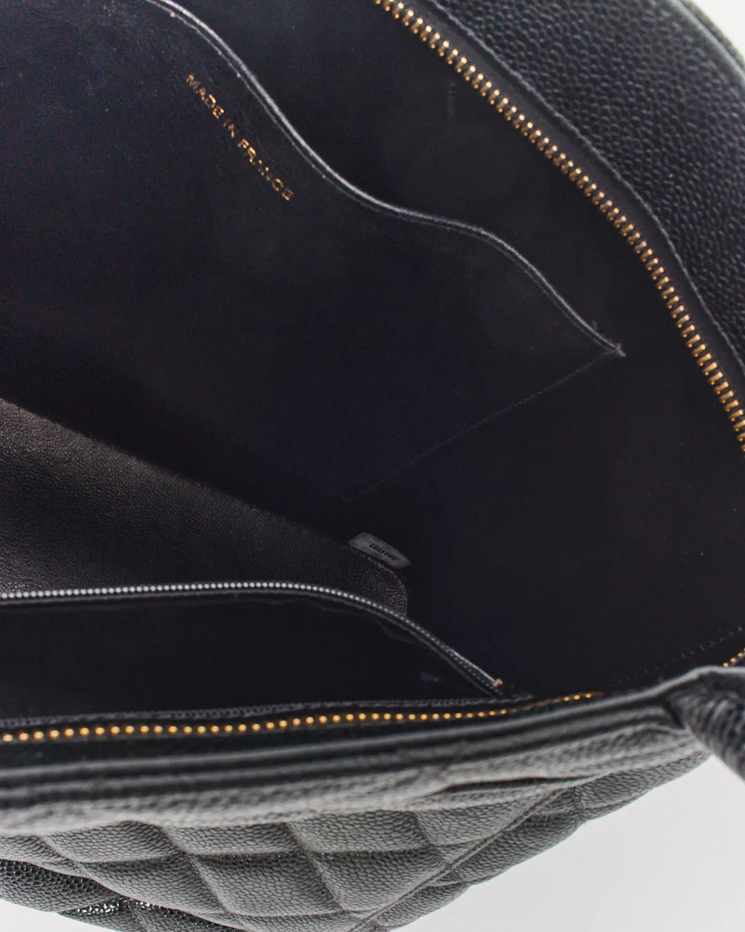 Chanel Black Caviar Leather Medallion Top Handle Bag