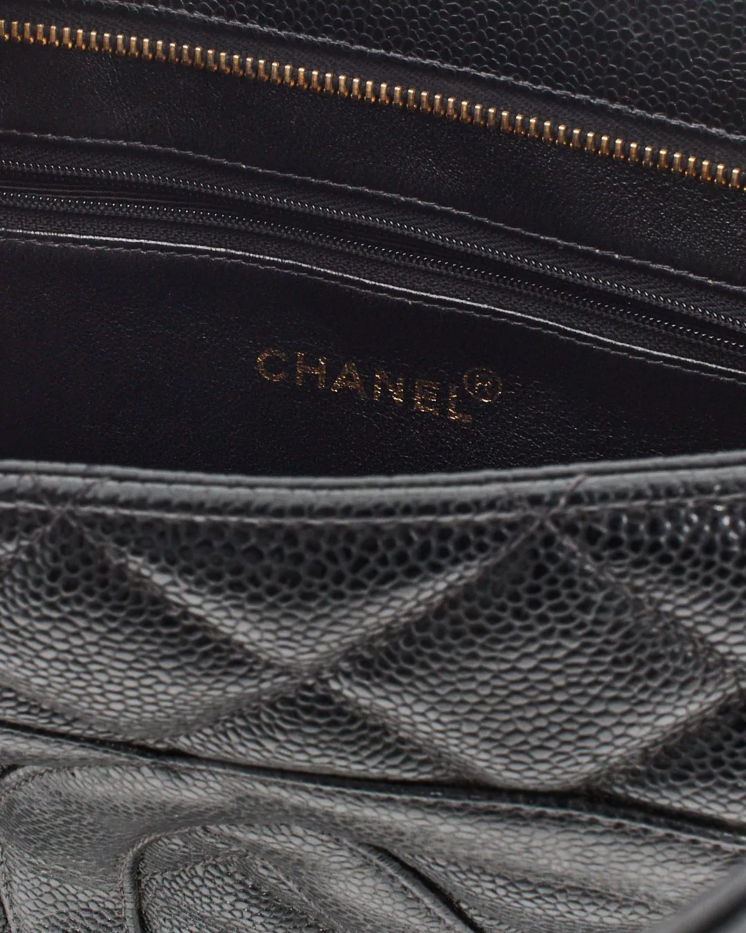 Chanel Black Caviar Leather Medallion Top Handle Bag