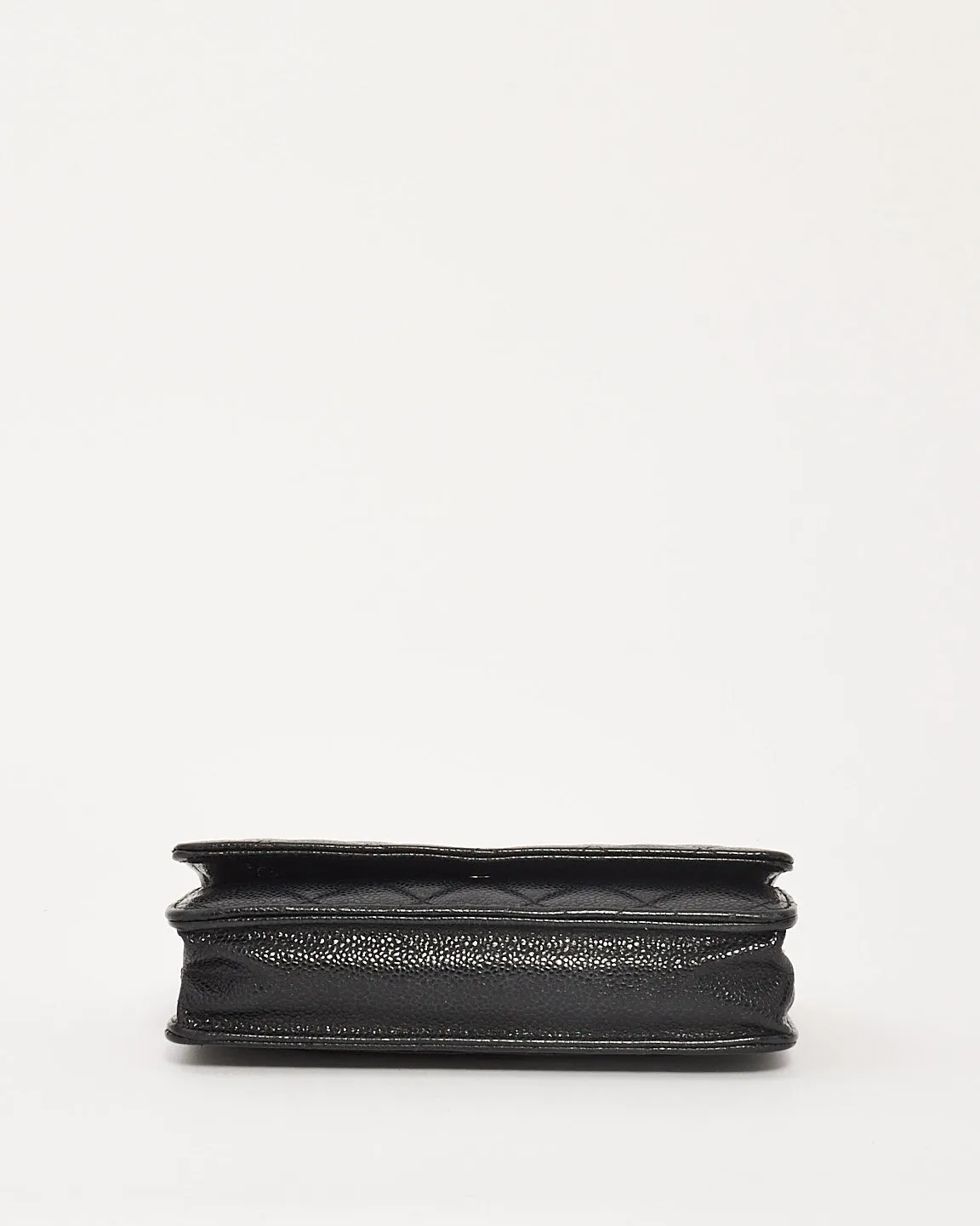 Chanel Black Caviar Leather Quilted Wallet On Chain SHW