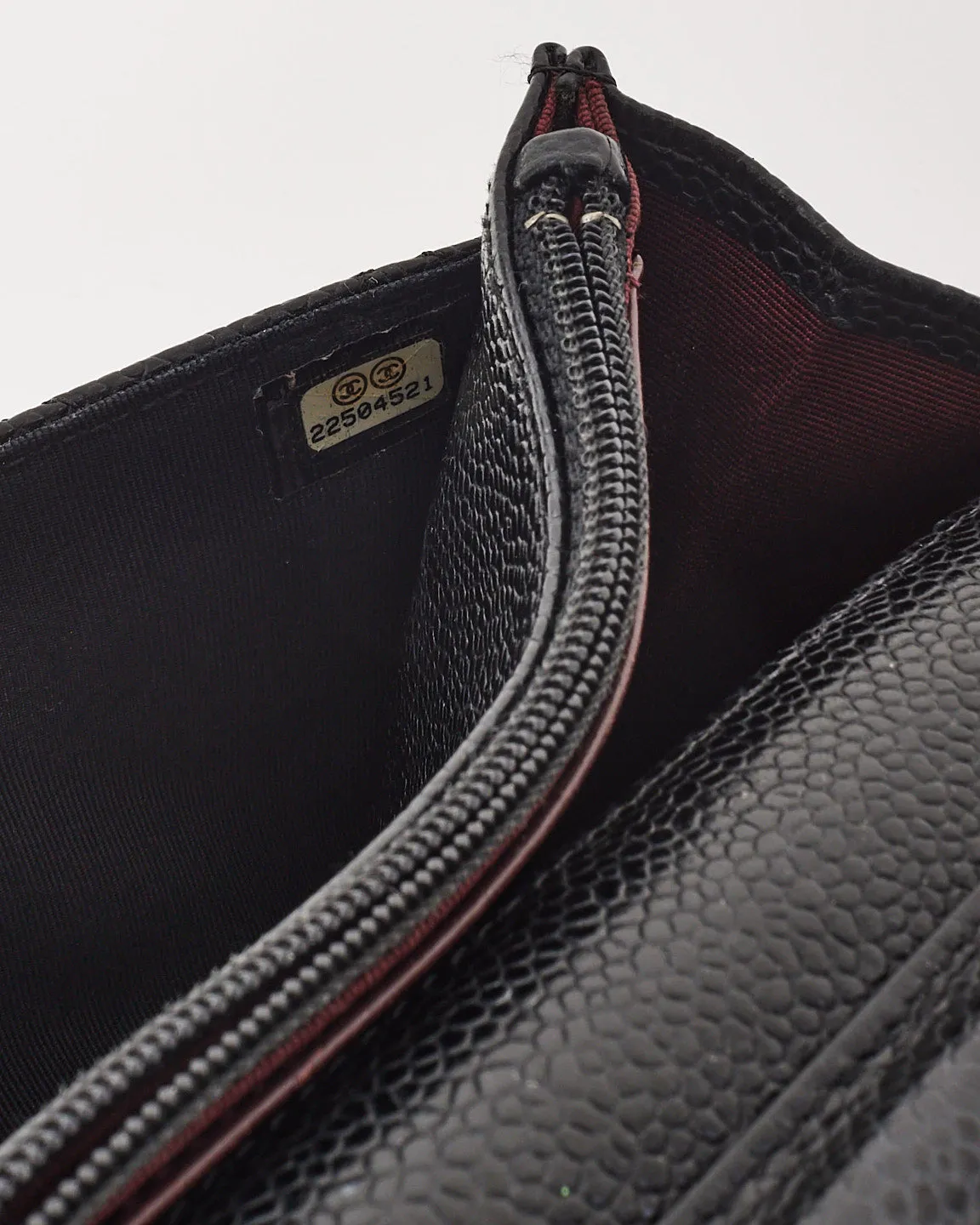 Chanel Black Caviar Leather Quilted Wallet On Chain SHW