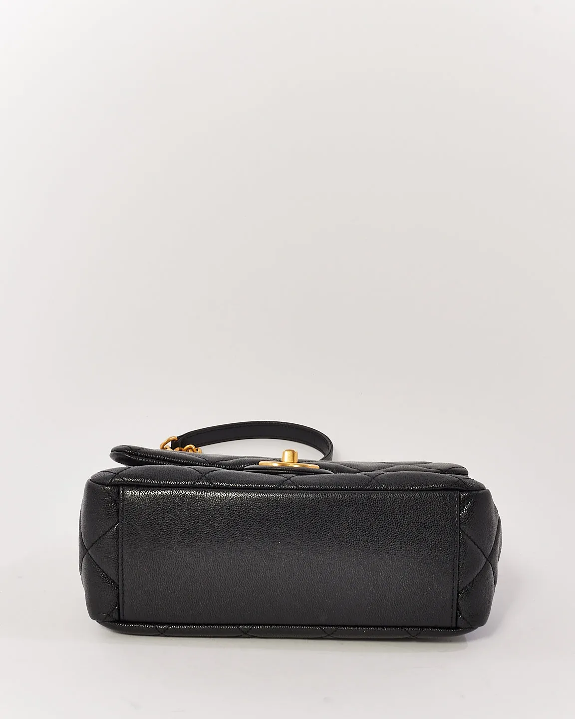 Chanel Black Caviar Leather Top Handle CC 2way Shoulder Bag with Gold Hardware