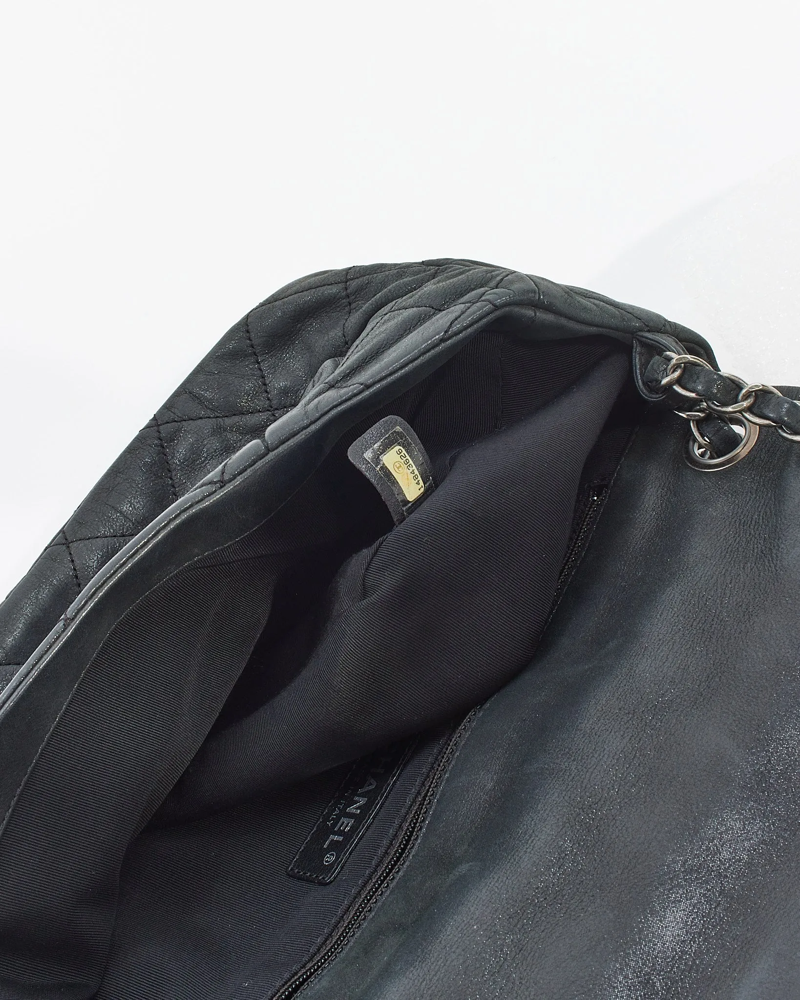 Chanel Black Quilted Iridescent Leather East West Single Flap Bag
