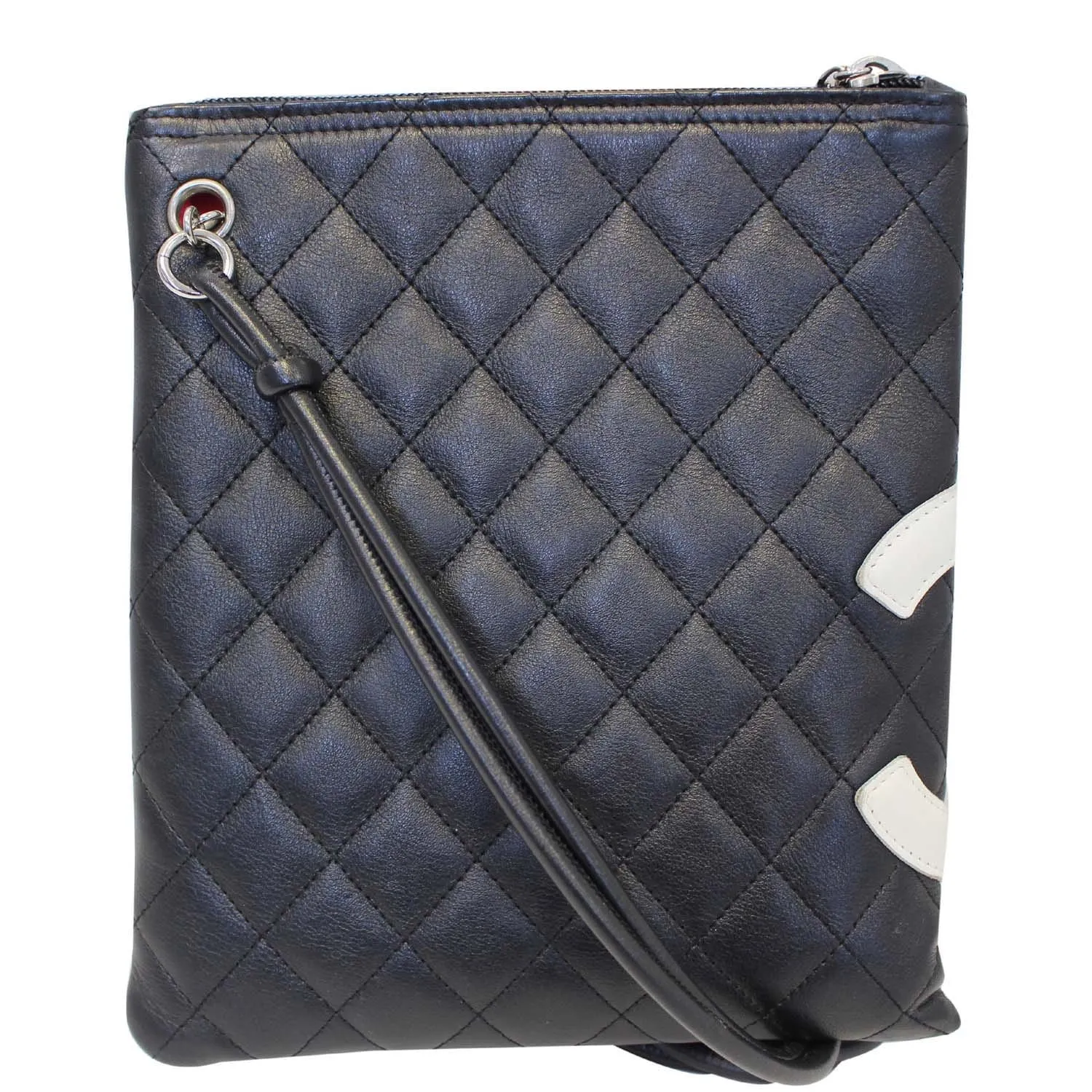 CHANEL Cambon Flat Calfskin Leather Messenger Crossbody Bag Black