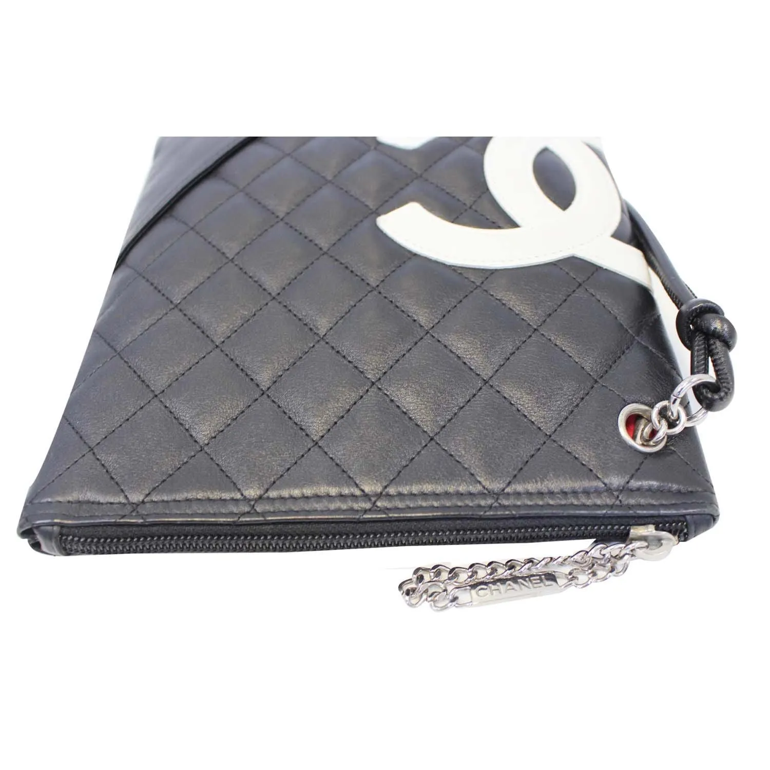 CHANEL Cambon Flat Calfskin Leather Messenger Crossbody Bag Black