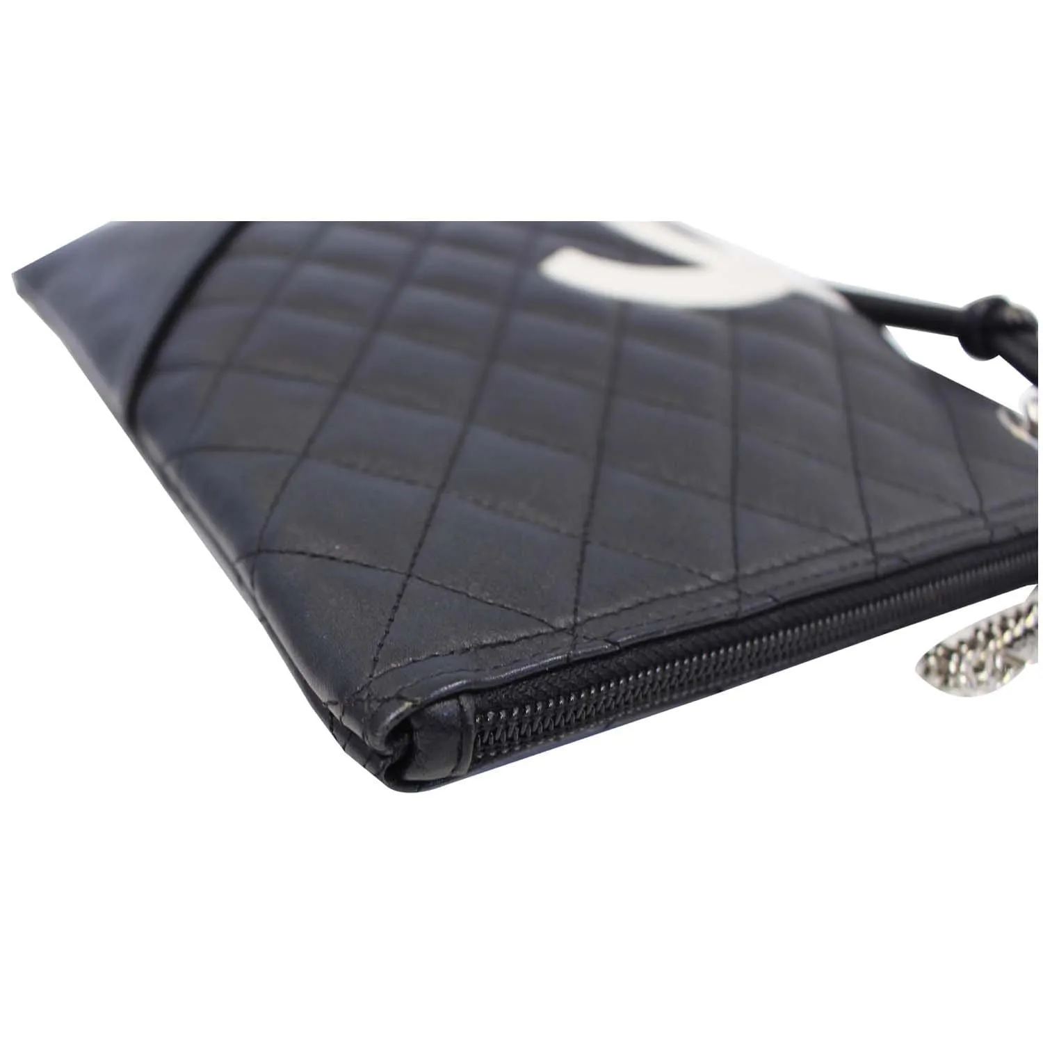 CHANEL Cambon Flat Calfskin Leather Messenger Crossbody Bag Black